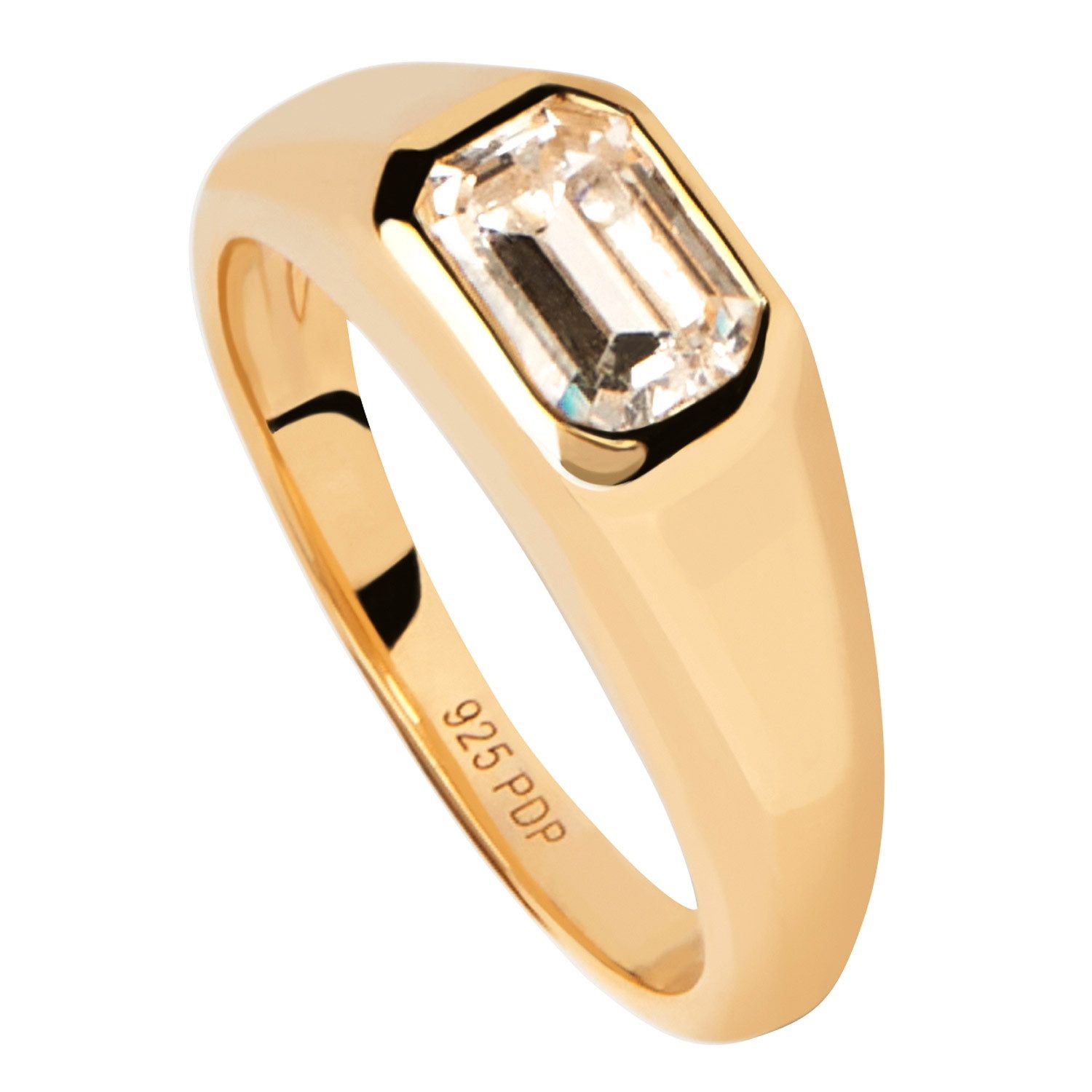 P D Paola Siegelring Damenring Octagon Shimmer SiegelSilber vergoldet