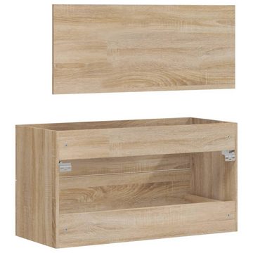 vidaXL Badezimmer-Set Badschrank mit Spiegel Sonoma-Eiche Holzwerkstoff, (1-St)