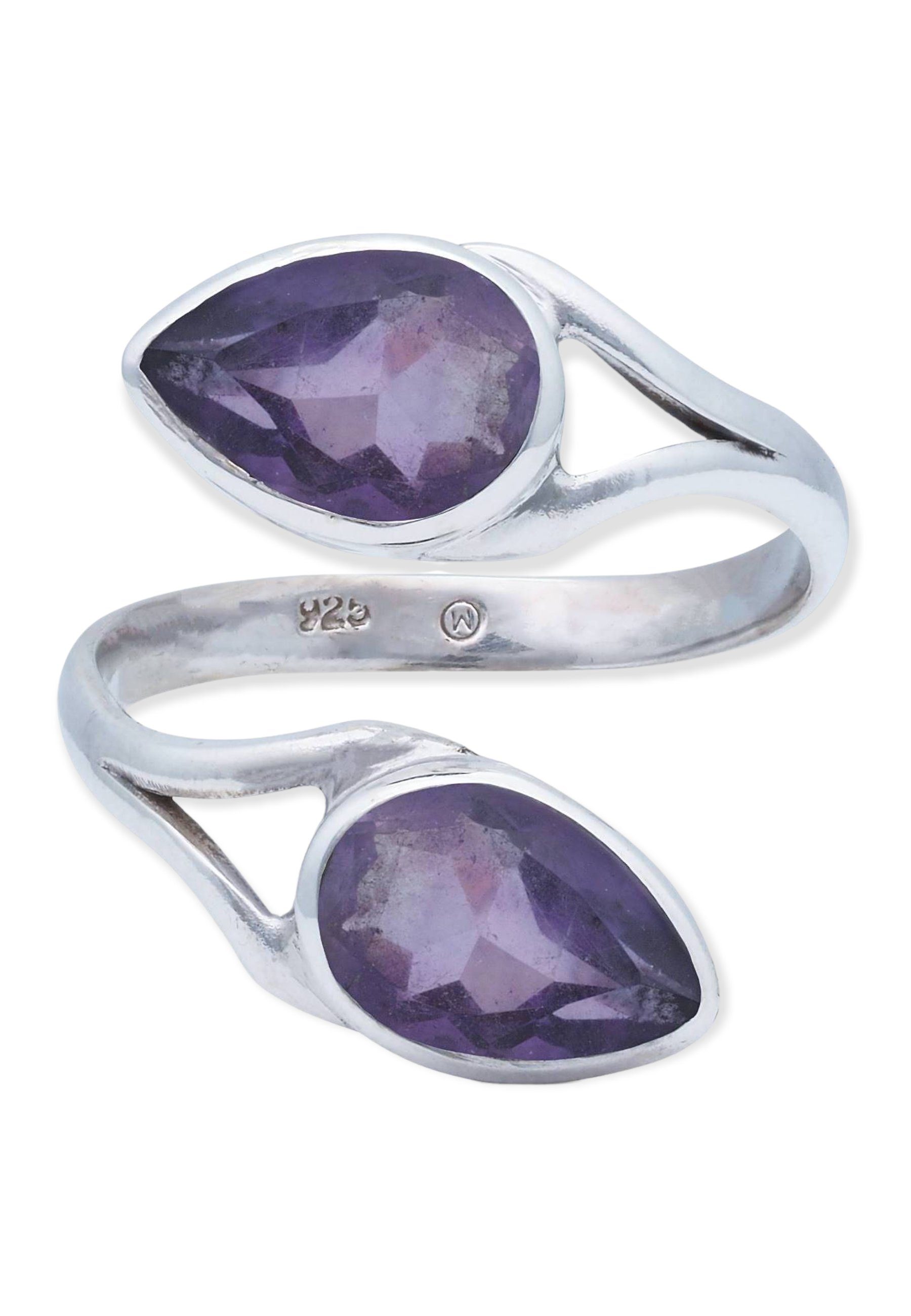 mantraroma Silberring 925er Silber mit Amethyst facettiert