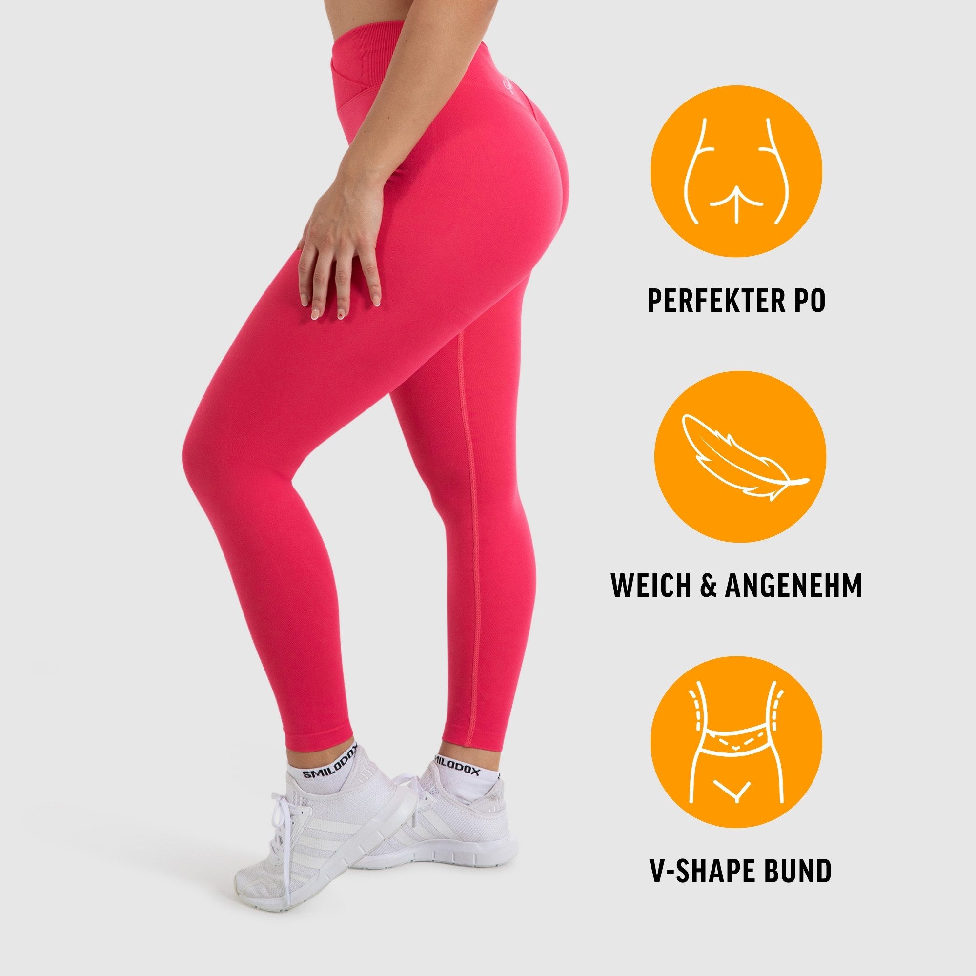 Smilodox Leggings Silvia, High Waist Sporthose Blickdicht Yogahose Booty Scrunch Leggings Damen Seamless Smilodox Label Fitness