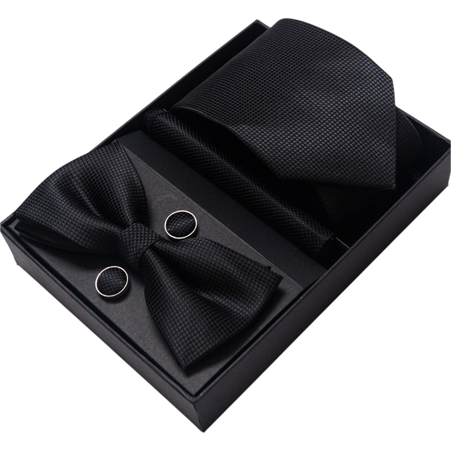 Refttenw Krawattennadel Set Herren Fliegen Set mit,Manschettenköpfe,Einstecktuch,Krawatten