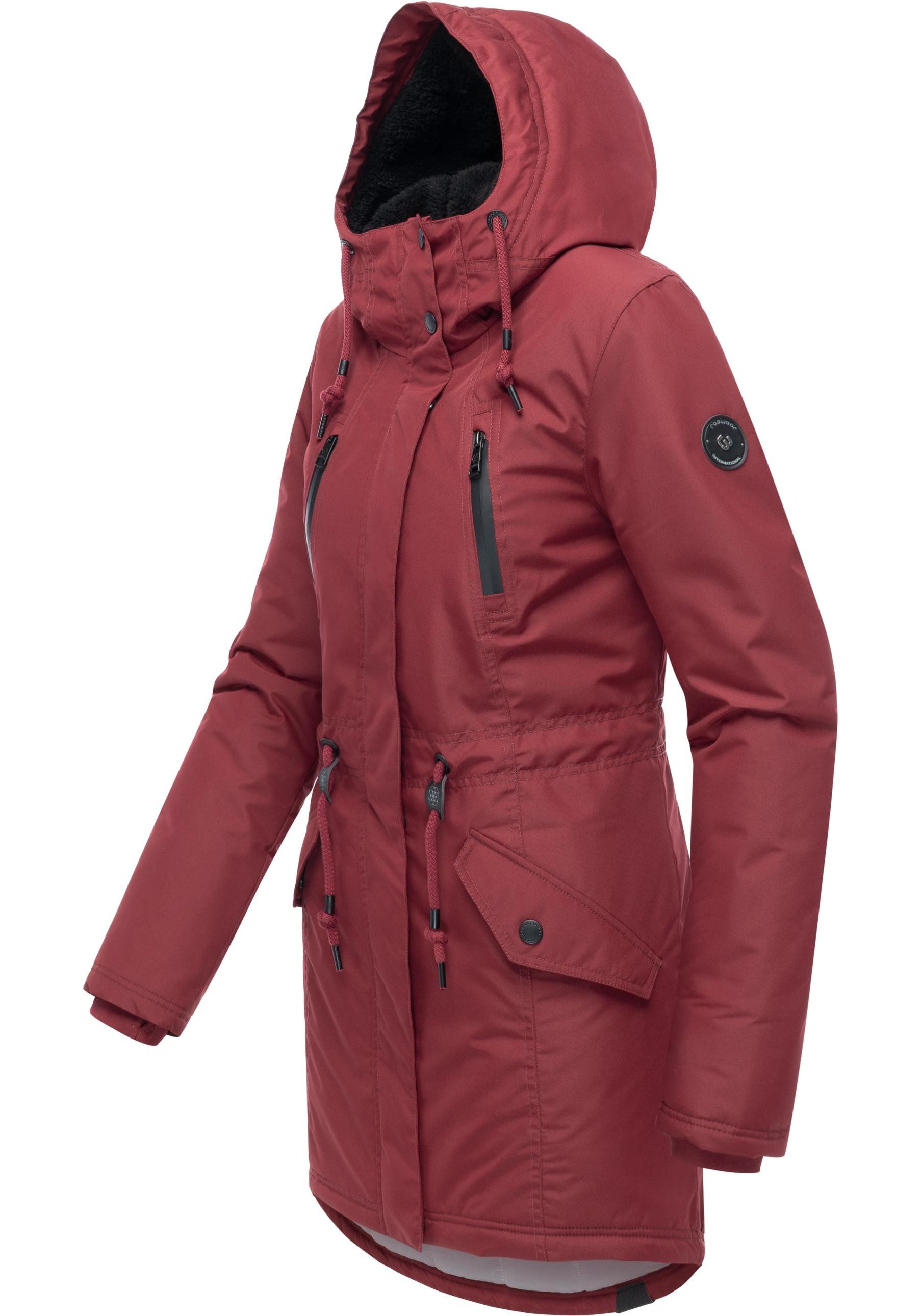 Ragwear Wintermantel Elsien wasserdichter Winterparka mit Teddyfell-Futter