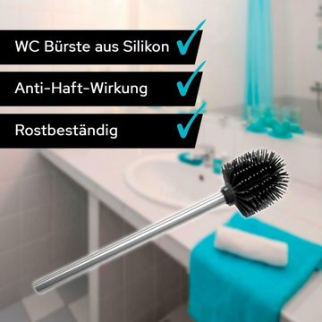 ROXUS WC-Reinigungsbürste Silikonbürstengarnitur, jedes Badezimmer, (Komplett- Set, 3 teilige Garnitur), Mit Lotuseffekt zur Selbstreinigung