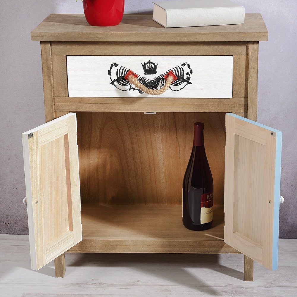 Mucola Kommode Sideboard Wandschrank Highboard Anrichte Regal Used Look (Stück), Paulownienholz