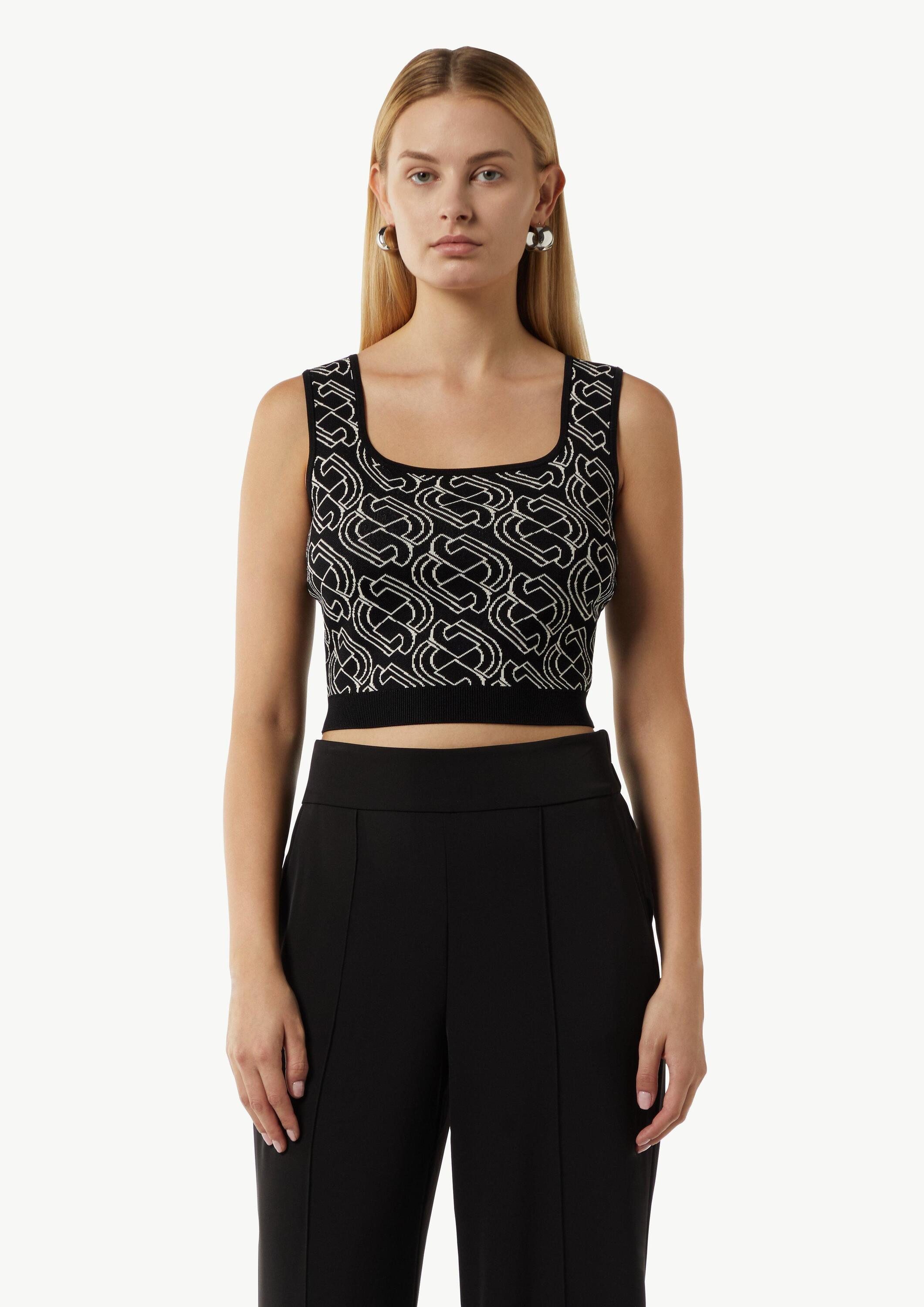 comma Rundhalspullover Strickpullunder Kurzes Feinstricktop mit grafischem günstig online kaufen