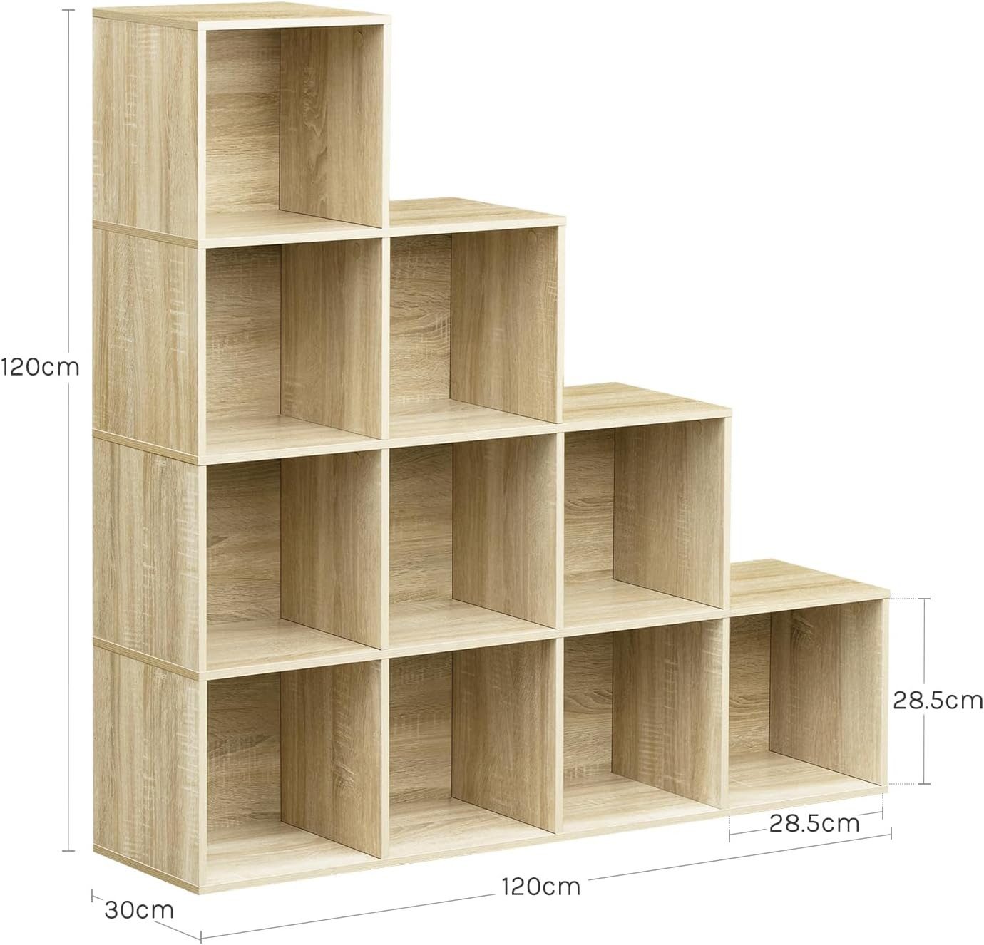 Woltu Bücherregal, 1-tlg., Würfelregal Schrank mit 10 Fächern, 120x120x30 cm