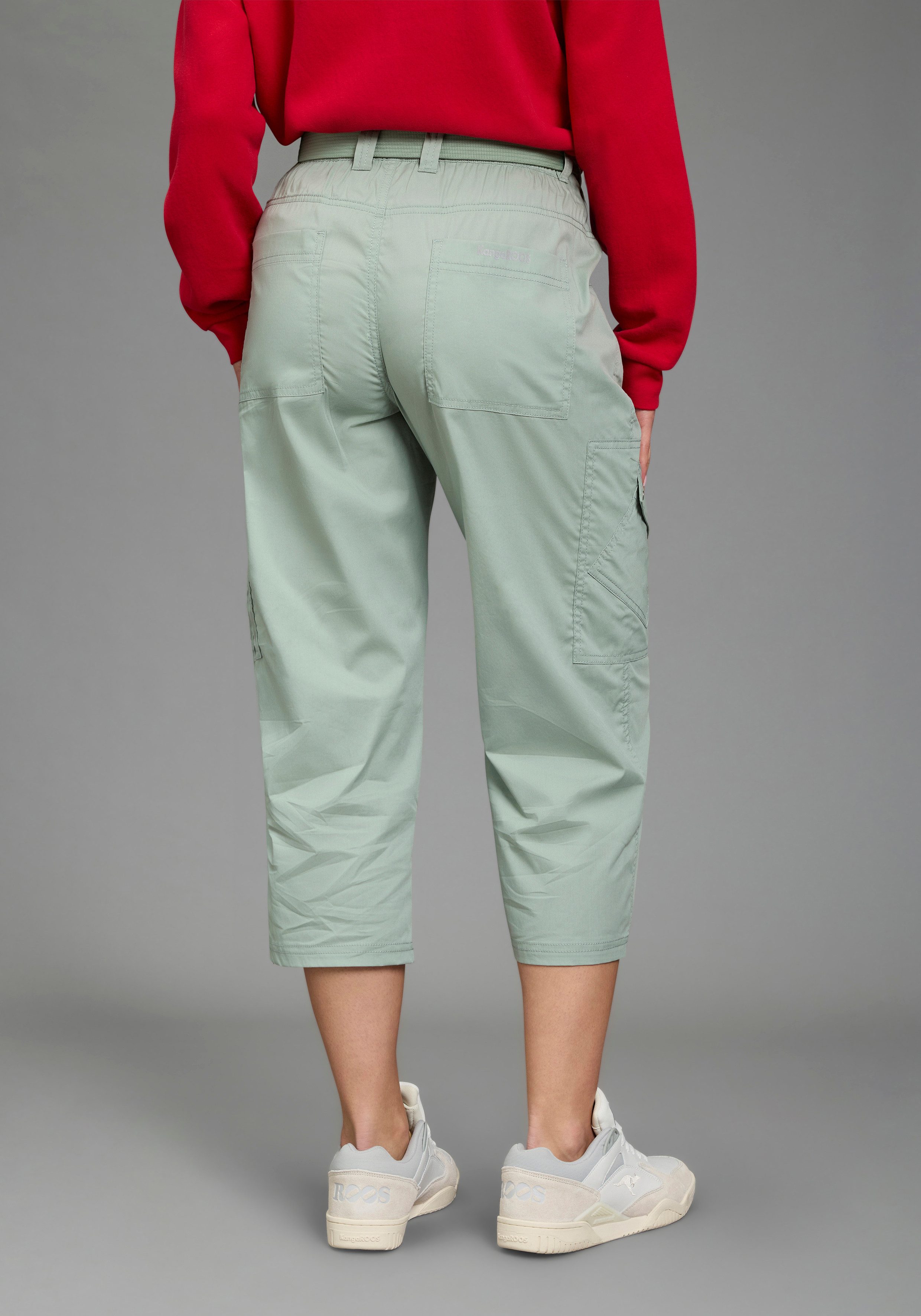 KangaROOS Caprihose (2-tlg., mit abnehmbarem Gürtel) mit seitlich aufgesetzten Taschen