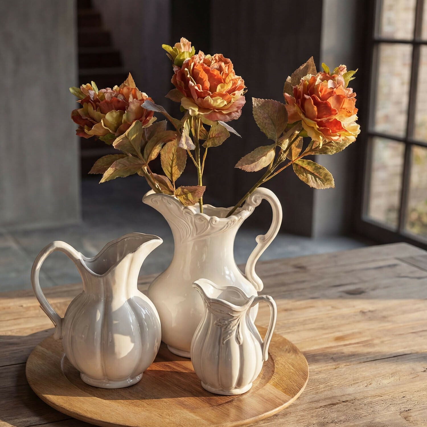 Kunstblume Kunstblume 3er Set Ambrayelle orange/grün, Mirabeau, Höhe 63.0 cm