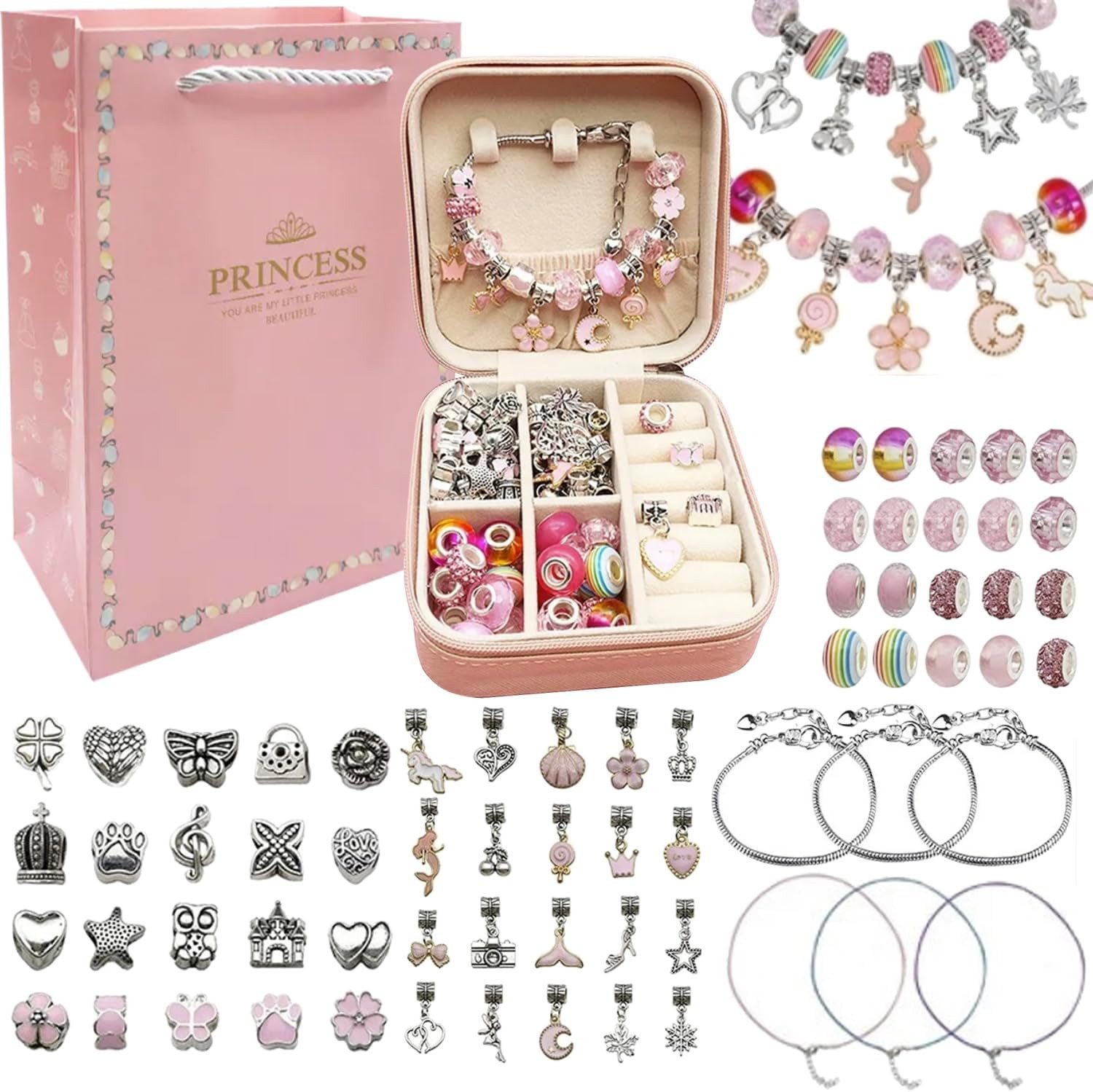 KRUZZEL Schmuckset Schmuckbastelsets 69 Stück 3 Armbänder 3 Halsketten günstig online kaufen