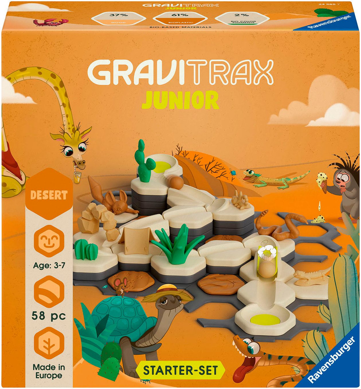 Ravensburger Kugelbahn-Bausatz GraviTrax Junior, Starter-Set S Desert, Made in Europe