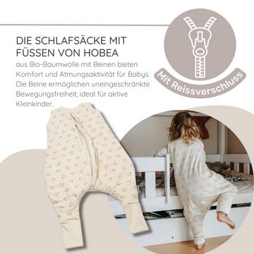 HOBEA-Germany Babyschlafsack Schlafsack Punkte beige S, mit Füßen und Beinen