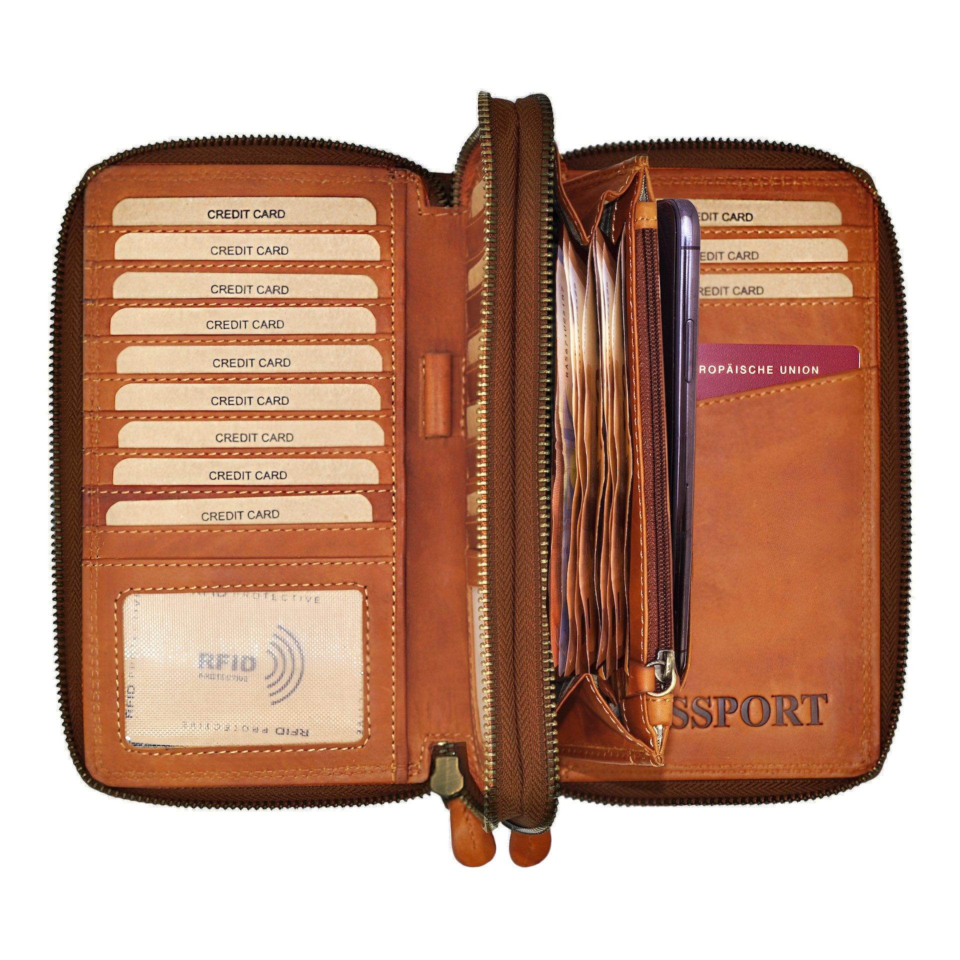 Benthill Geldbörse Echt Leder XXL RFID Große Reisebrieftasche Portemonnaie günstig online kaufen