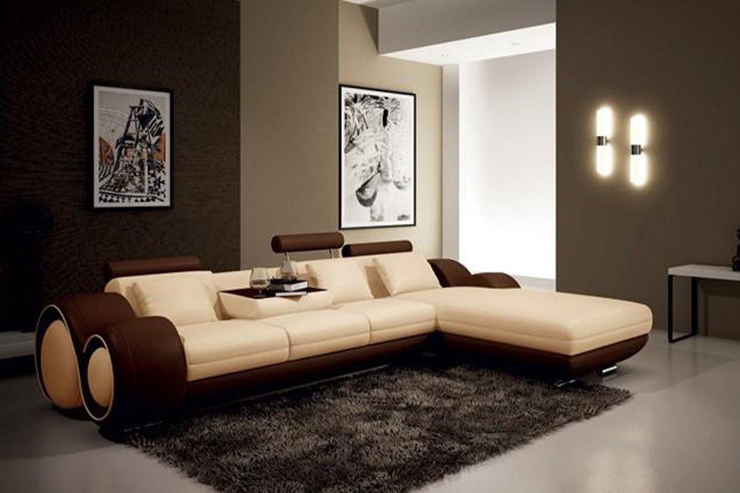 JVmoebel Ecksofa Ecksofa Sofa Couch Polster Wohnlandschaft Leder Eck Sofas Garnitur, Made in Europe Braun