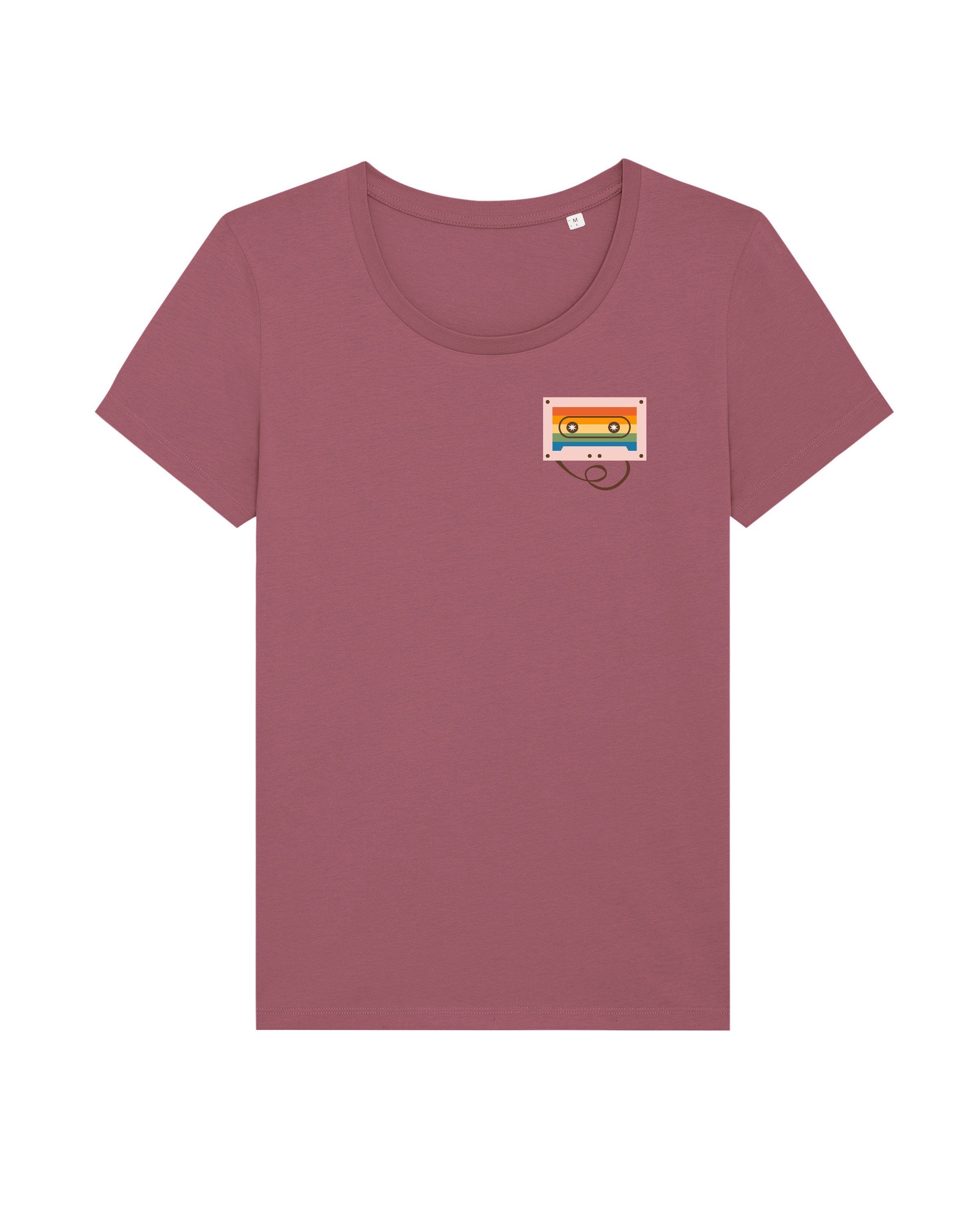 wat? Apparel Print-Shirt Rainbow Cassette (1-tlg) Hibiscus Rose