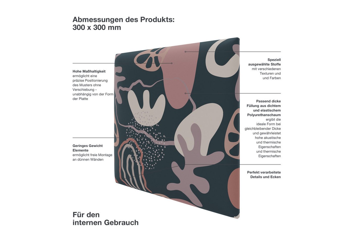 Thumbnail - mollis Wandpaneel Wandpaneel Quadratisch Wandpolster Wandkissen Bettkopf Akustikpaneel, BxL: 30,00x30,00 cm, (1-tlg., 30...
