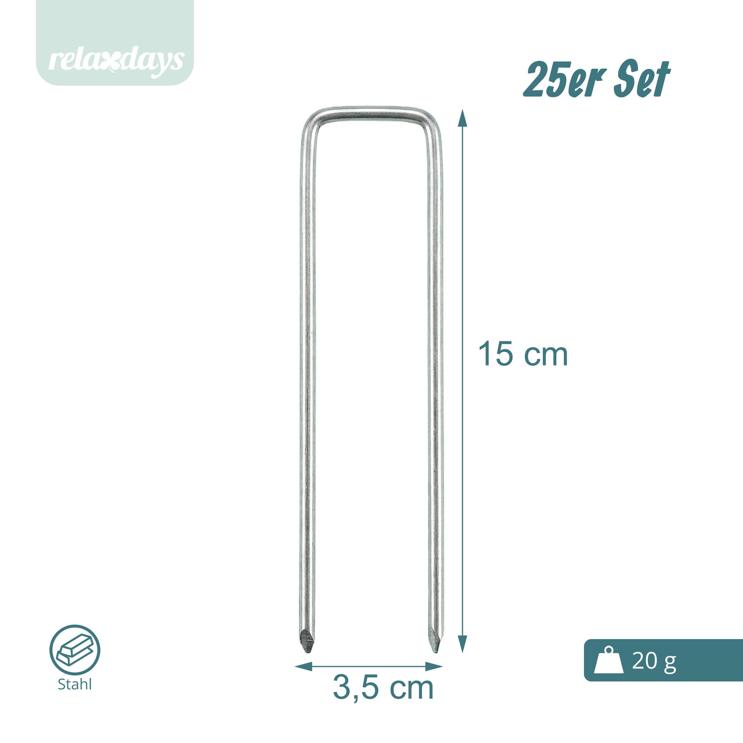 relaxdays Bodenanker Bodenanker verzinkt 25er Set, für Planen, Unkrautvliese, Vogelschutznetze, Schläuche, Kabel und Zelte, Einschlagen, (25-St) – Bild 4 von 5