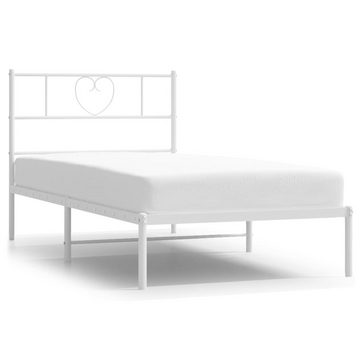 vidaXL Bett Bettgestell mit Kopfteil Metall Weiß 75x190 cm