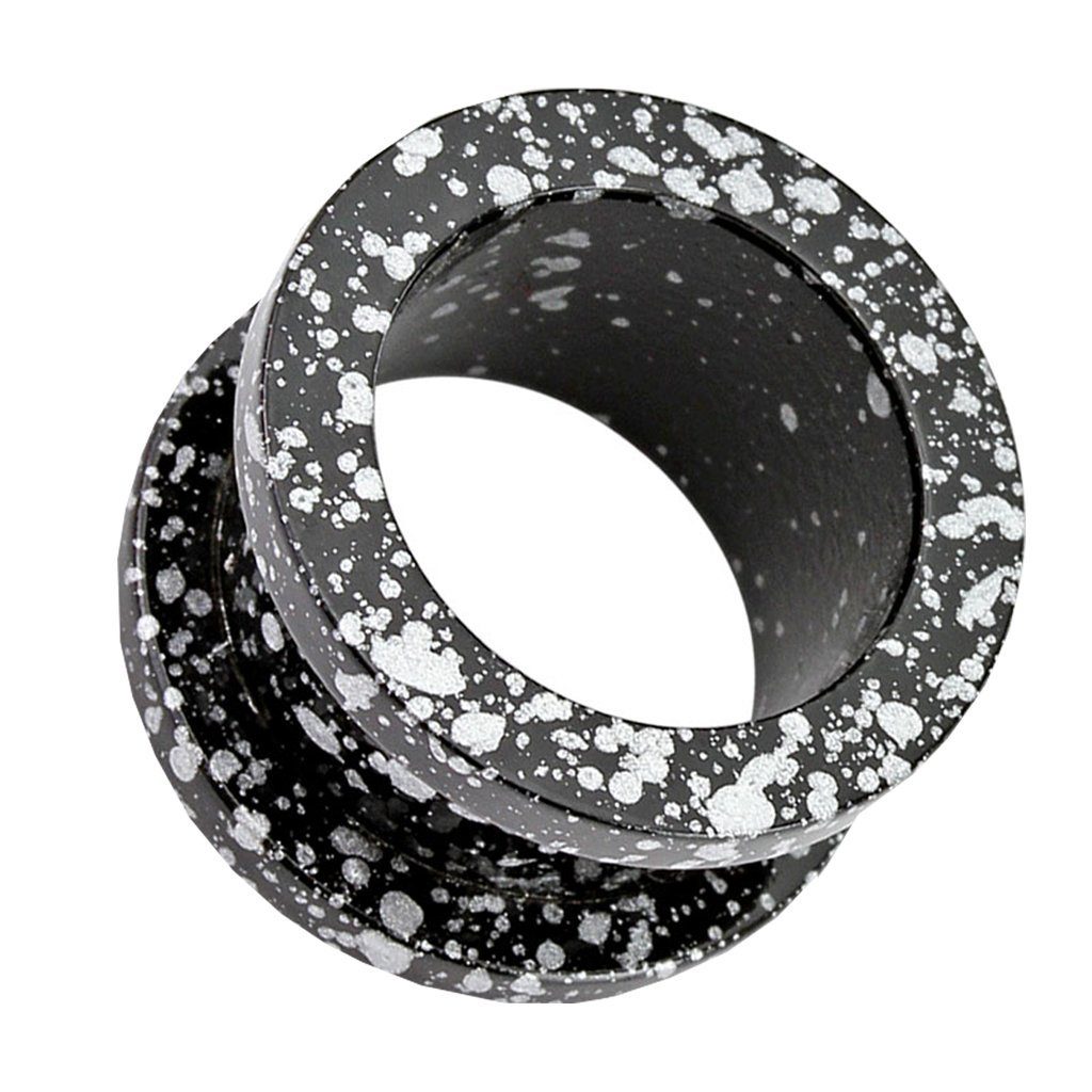 Tunnel Edelstahl Weiß Farbspritzer Plug Taffstyle Farbspritzer, Schwarz / plattiert Piercing mit plattiert Piercing Schraub Plug Flesh Edelstahl