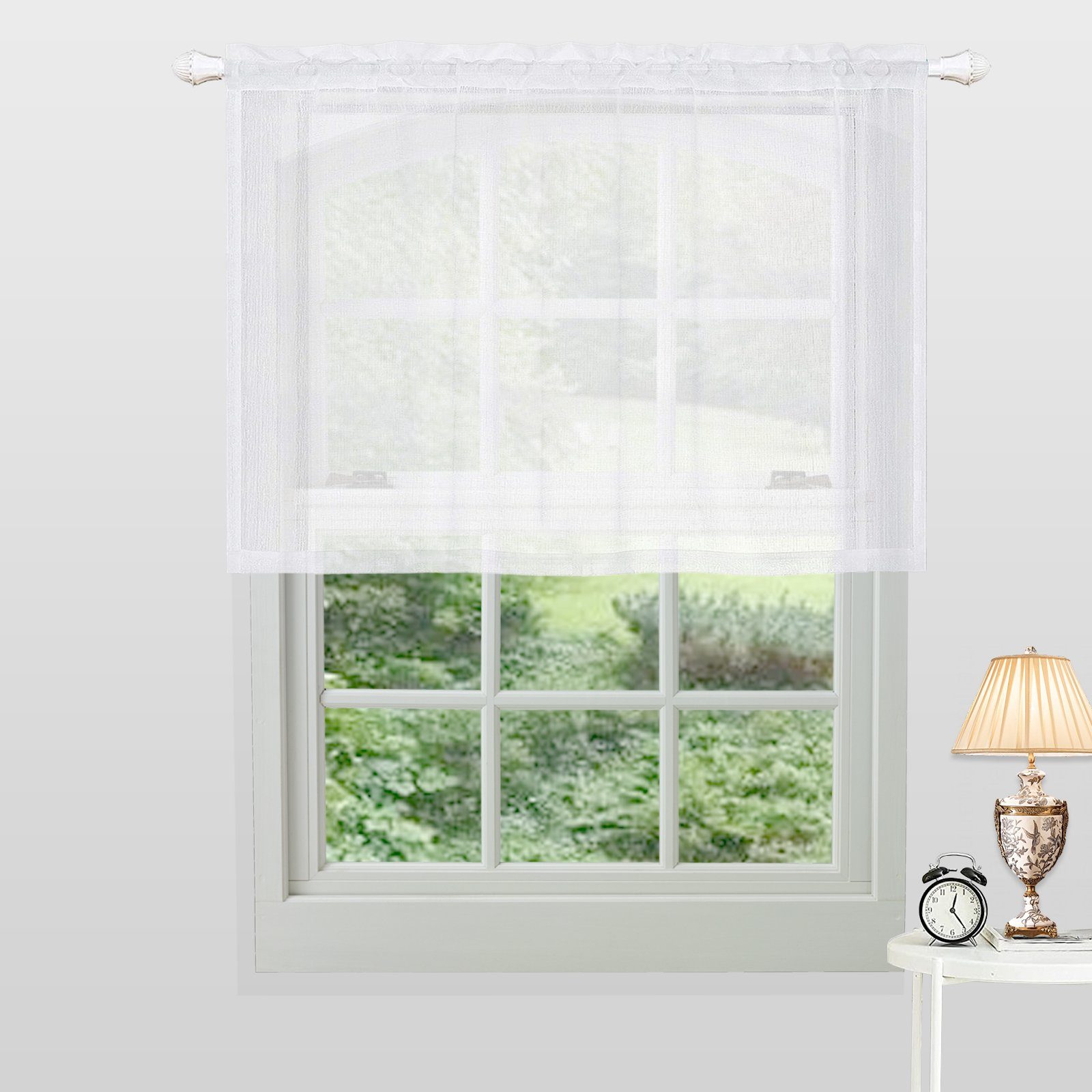 Scheibengardine Vorhänge Kurz Wasserdicht Voile Transparent Küche Fenstergardinen, Qelus, (1 St), Für Bistrogardine Wohnzimmer Landhaus