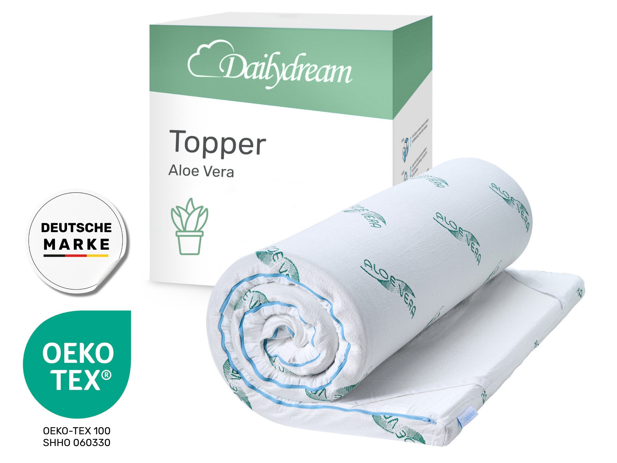 Dailydream, Topper Edition Aloe Vera, Memory Foam, H 1/2, Druckentlastend, (Pure Edition), wertet harte Matratzen auf und bietet einen erholsameren Schlaf