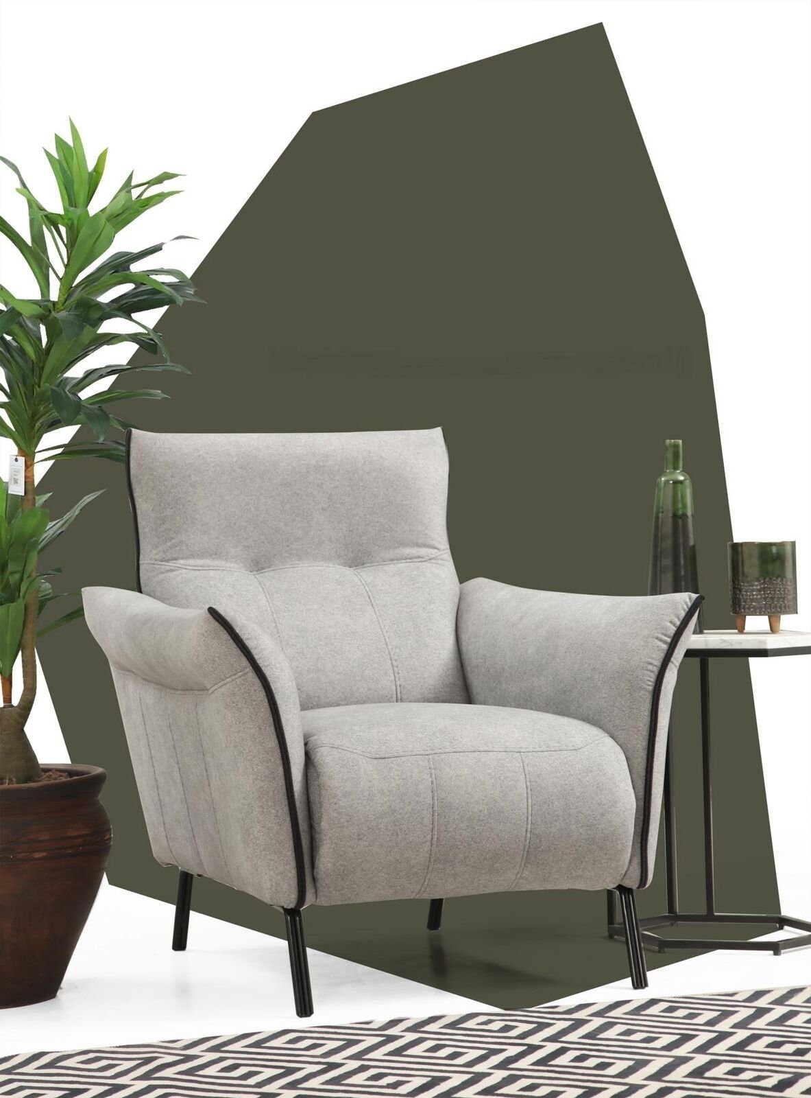 JVmoebel Sessel Sessel Design Polster Textil Möbel Luxus Wohnzimmer Modern (1-St., 1x Sessel), Made in Europa