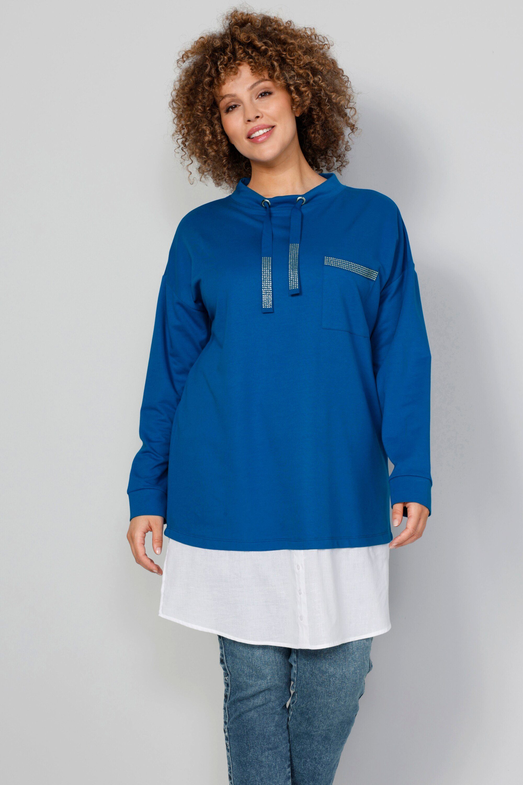 MIAMODA Sweatshirt Sweatshirt Lagenlook Stehkragen Langarm