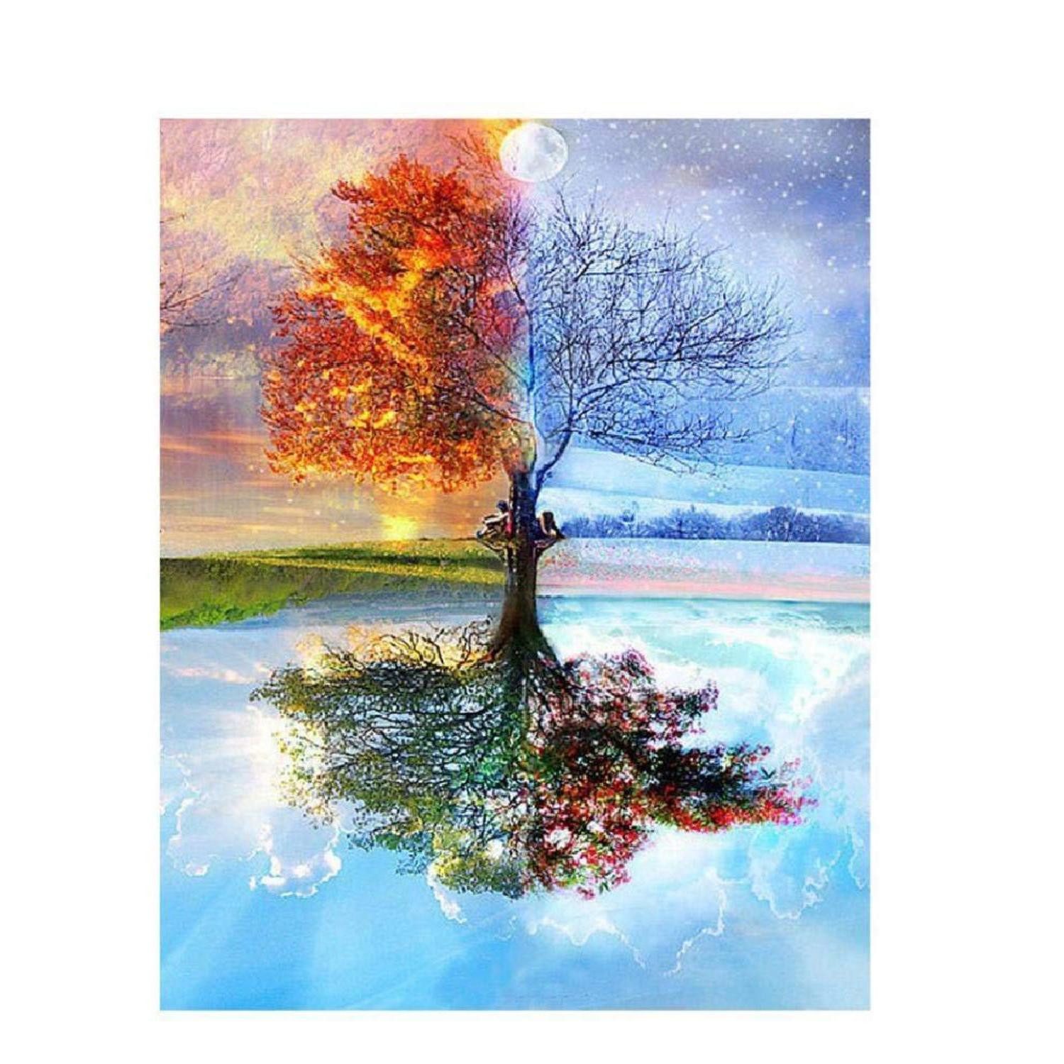 LuxusKollektion Puzzle Holzpuzzle 1000 Teile 4 Jahreszeiten Baum 75x50cm, Puzzleteile