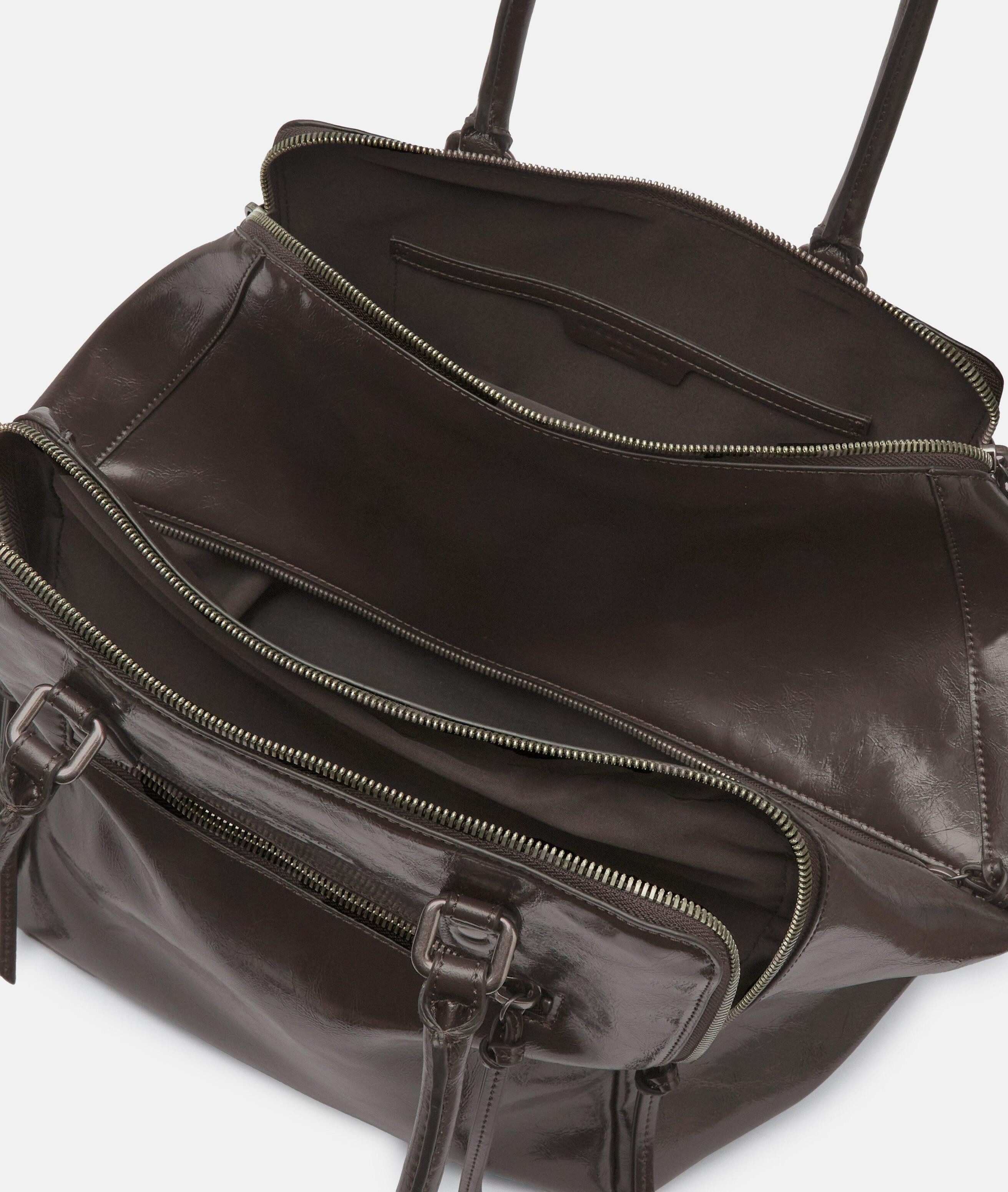Liebeskind Berlin Schultertasche Archive Kayla Satchel L, Geräumige Schultertasche in Lacklederoptik mit glossy Finish