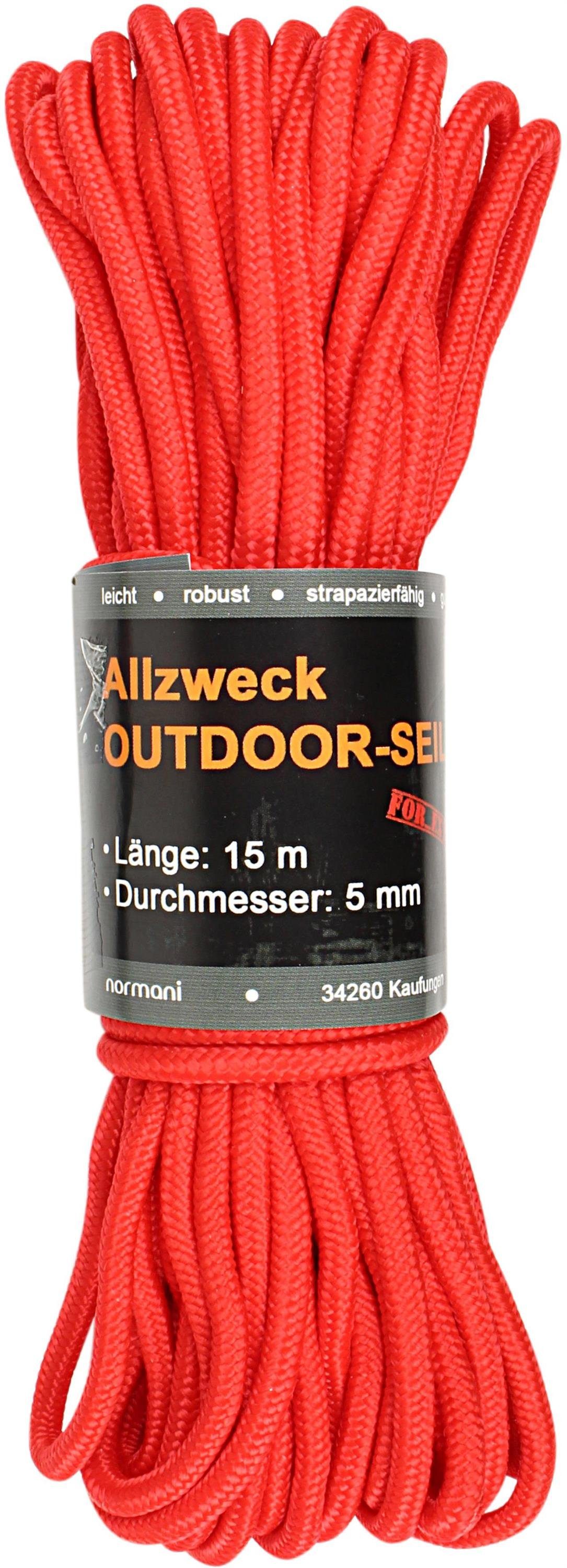 normani Seil Allzweck-Outdoor-Seil 5 mm x 15 m Chetwynd, Stabiles Polypropylen-Seil für Caravan,Zelt,Boot -belastbar bis 250 kg