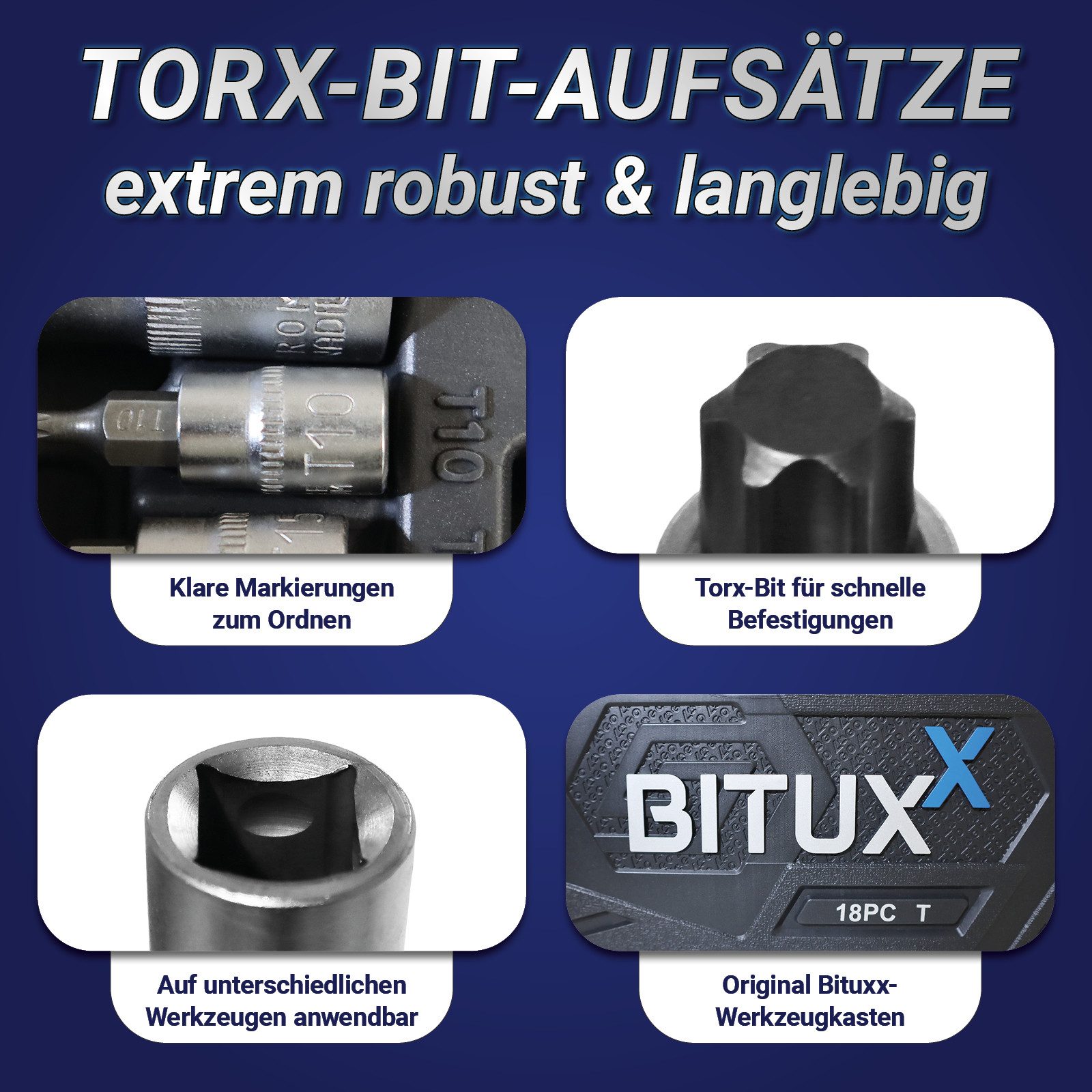 Bituxx Stecknüsse Set 18 tlg. Torx Nuss, Set, 18-St., MS-13381 – Bild 5 von 5