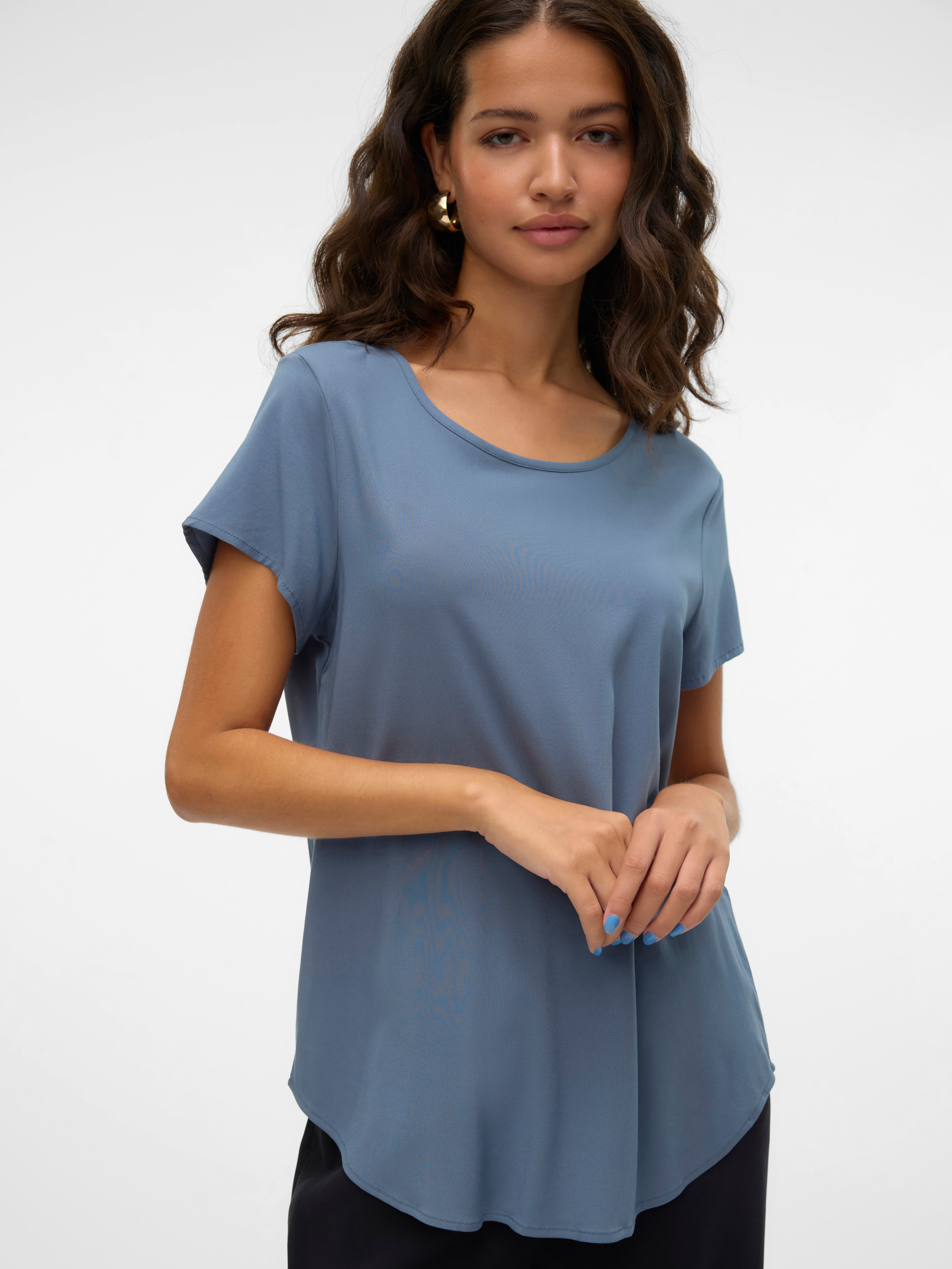 Vero Moda Blusenshirt VMBELLA SS TOP WVN GA NOOS Viskosemischung, abgerunde günstig online kaufen
