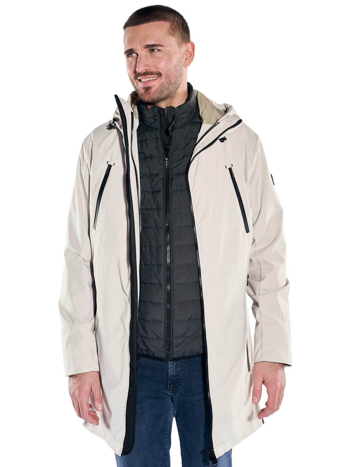 emilio adani Langjacke Herren 2 in 1 Parkajacke, Beige