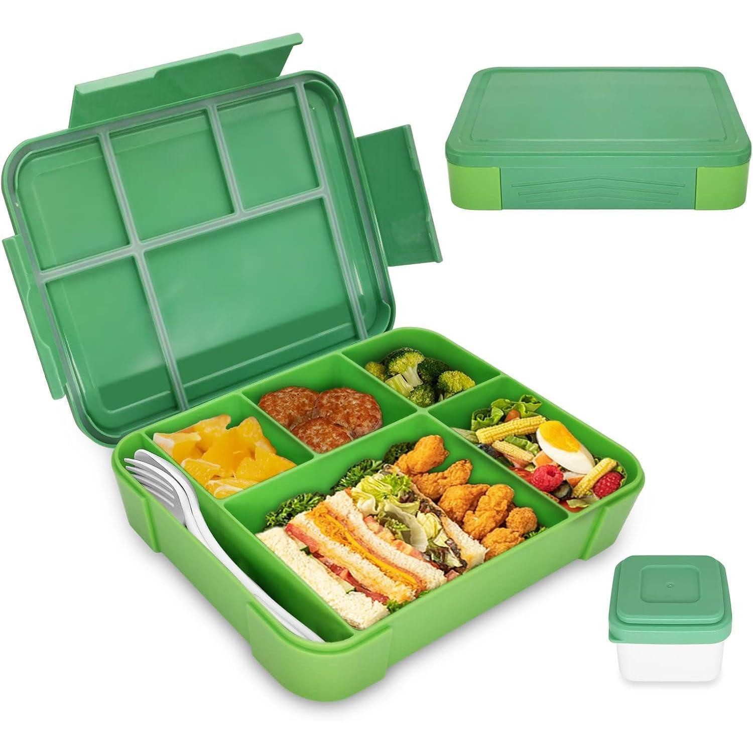 IJIAMY Lunchbox Brotdose Kinder mit Fächern 1300ml Auslaufsicher Bento Box Grün