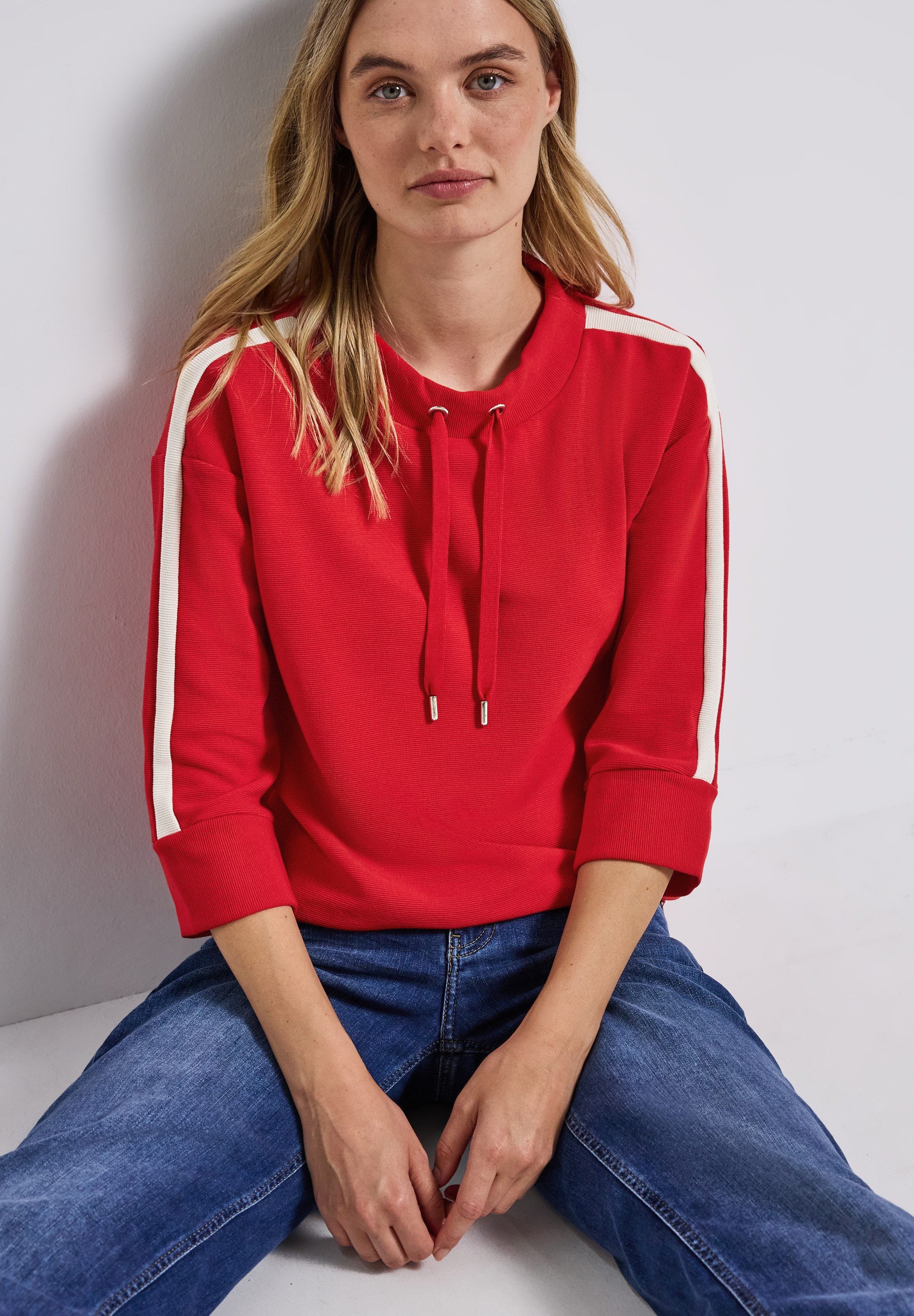 STREET ONE Kapuzensweatshirt Ottoman Shirt mit Tape