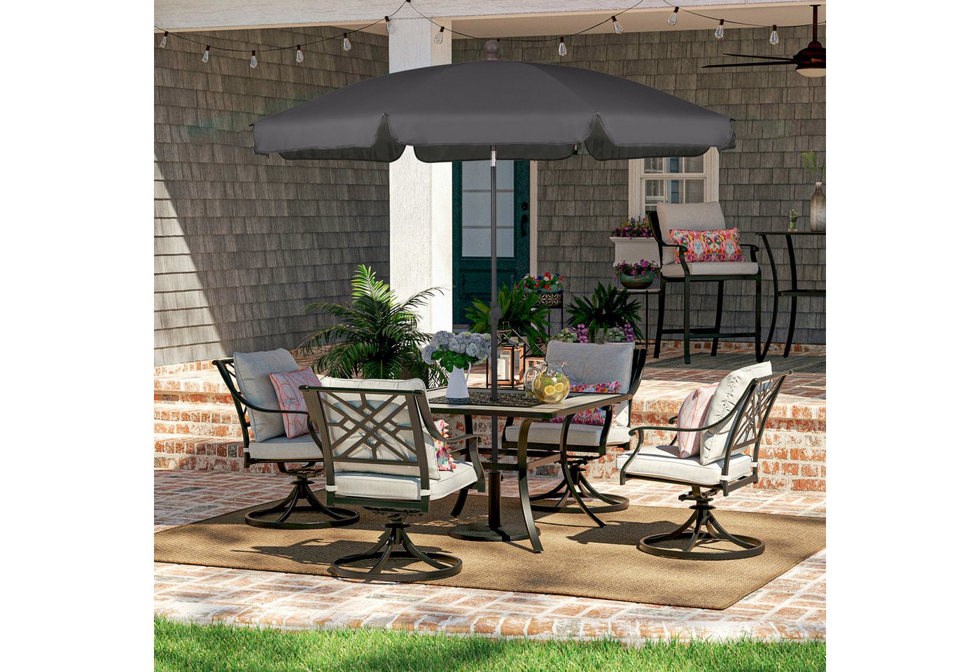 Thumbnail - Sekey Balkonschirm 200cm Sonnenschirm Rund Gartenschirm Terrassenschirm mit UV-Schutz 50, Balkonschirm höhenverstellbar,...
