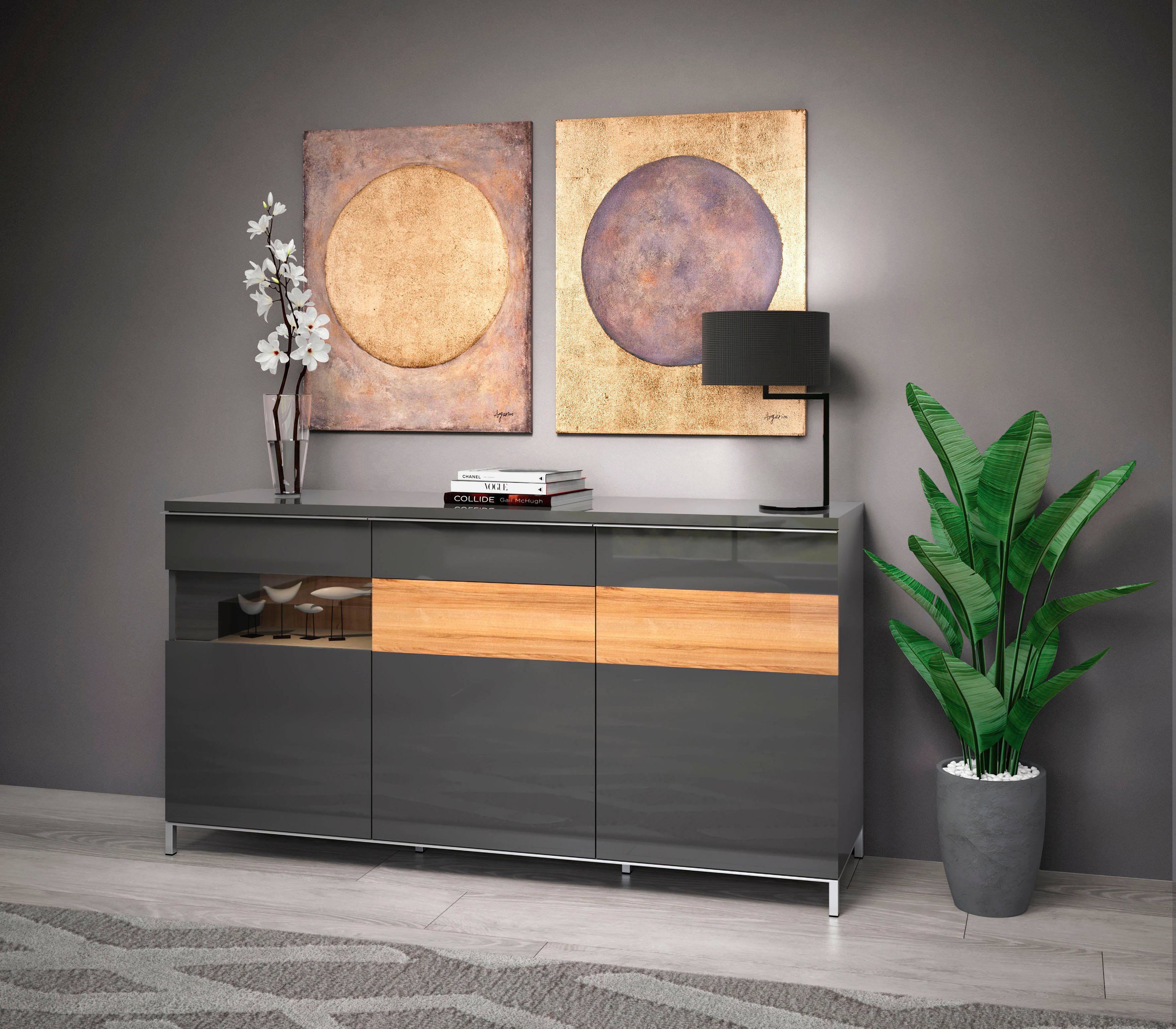 Places of Style Sideboard Onyx, Kommode mit Soft-Close-Funktion, Breite 167,5 cm