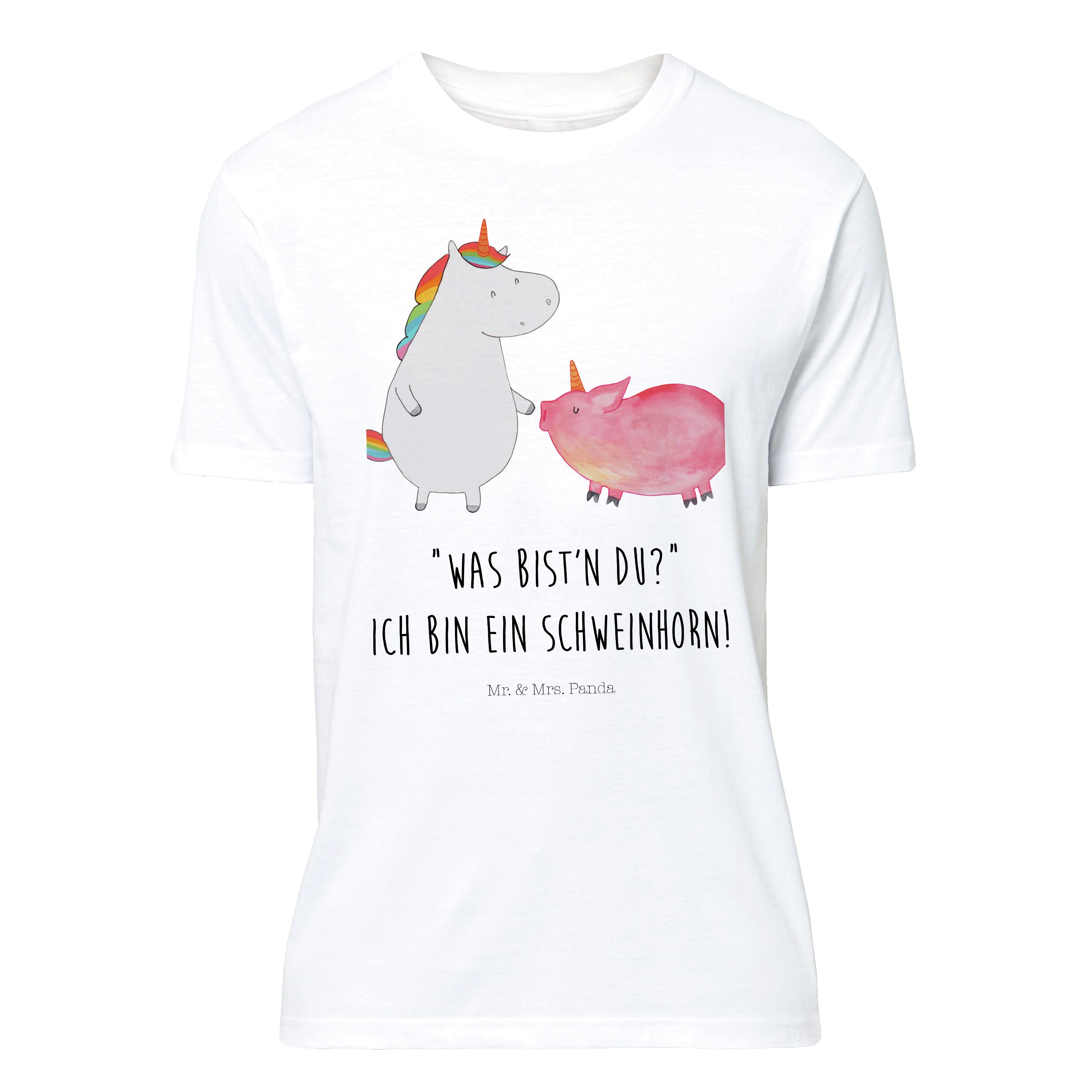 Mr. & Mrs. Panda T-Shirt Einhorn + Schweinhorn - Weiß - Geschenk, Unicorn, Shirt, Einhörner, Rundhals, Einhorn Deko, T-Shirt, Freundschaft (1-tlg)