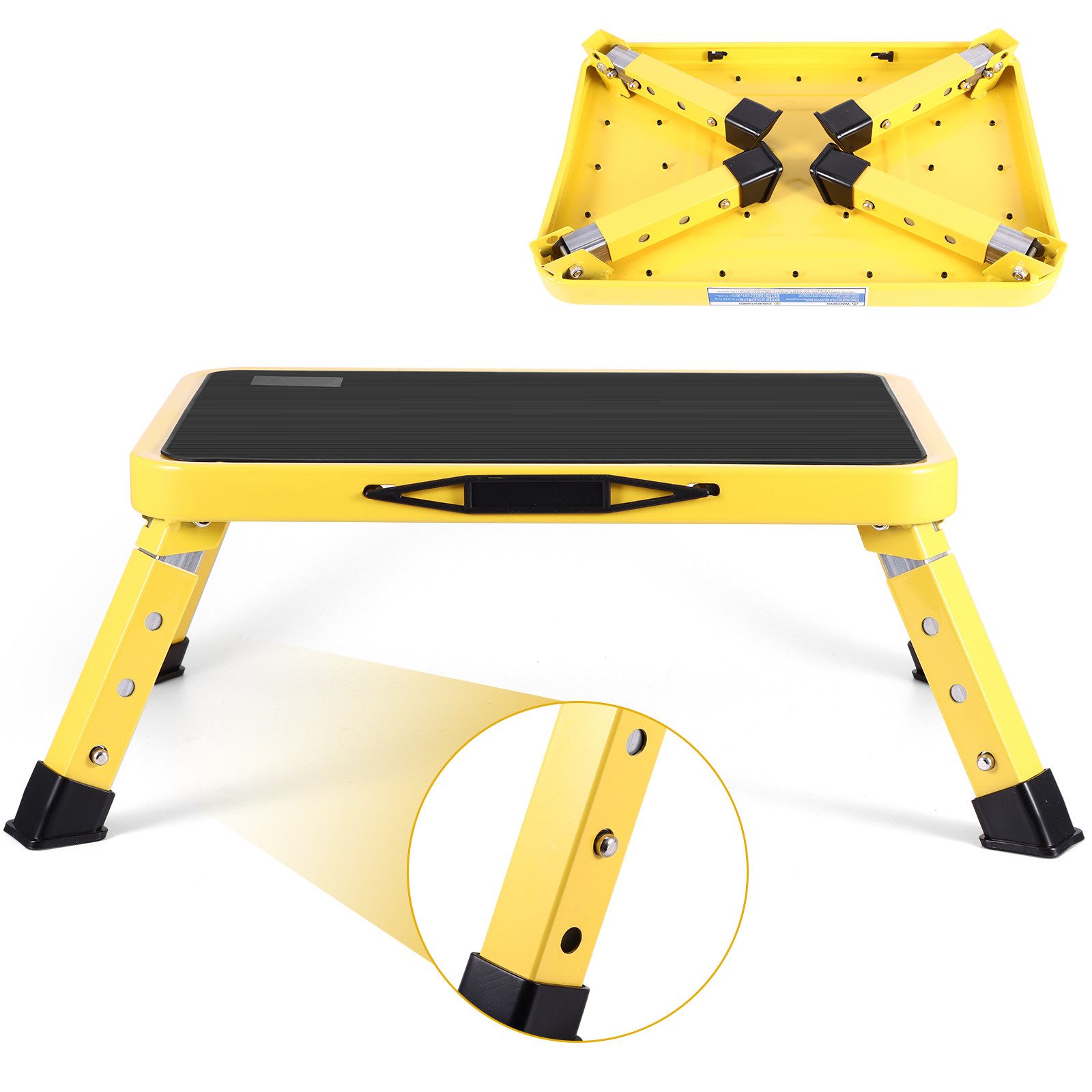 BlingBin Tritthocker 3-stufig höhenverstellbarer klappbarer Tritthocker (1 Stück, 1 St., 38 T x 26 B x 23 H cm), tragbare Leiter mit rutschfester Plattform und Gummifüßen, max. 150 kg