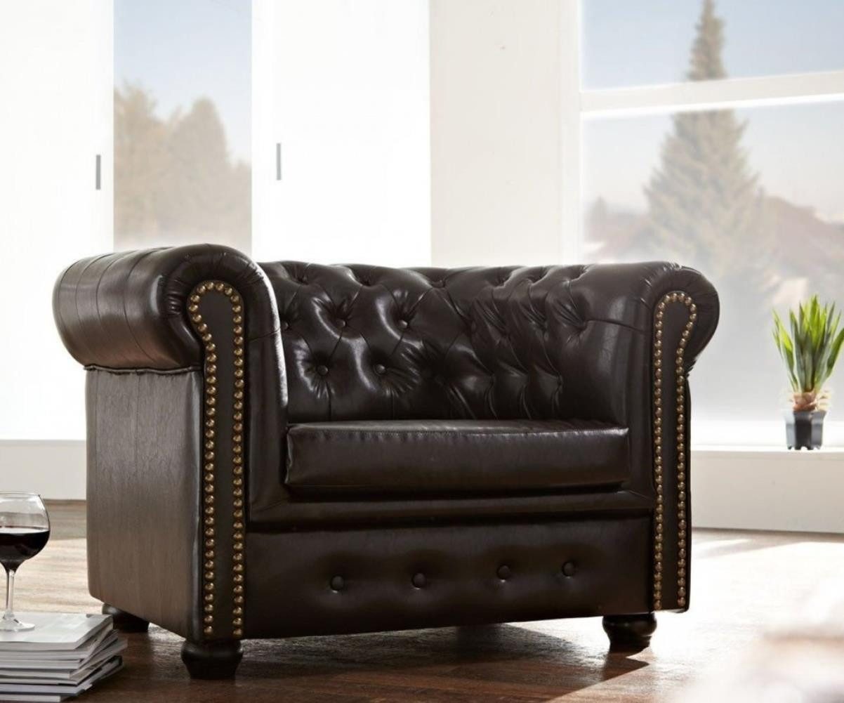 JVmoebel Chesterfield-Sessel Eleganter Sessel aus Kunstleder und Textil in edlem Braun (Packung, Relaxsessel), Made in Europa