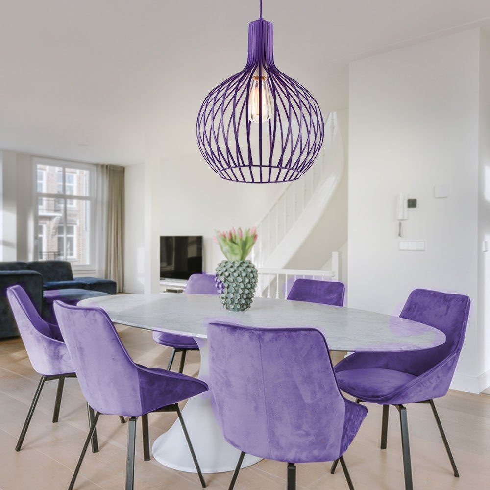 Globo Kugelleuchte, Leuchtmittel nicht inklusive, Hängelampe Pendelleuchte Metall violett Kunststoff H 150 cm Wohnzimmer