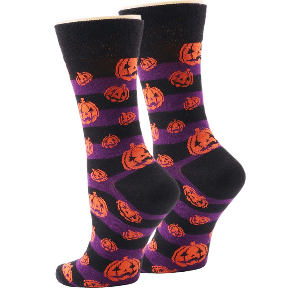 Haiaveng Langsocken Halloween-Socken, Socken, Sportsocken Orange 2er-Pack Herren- und Damen