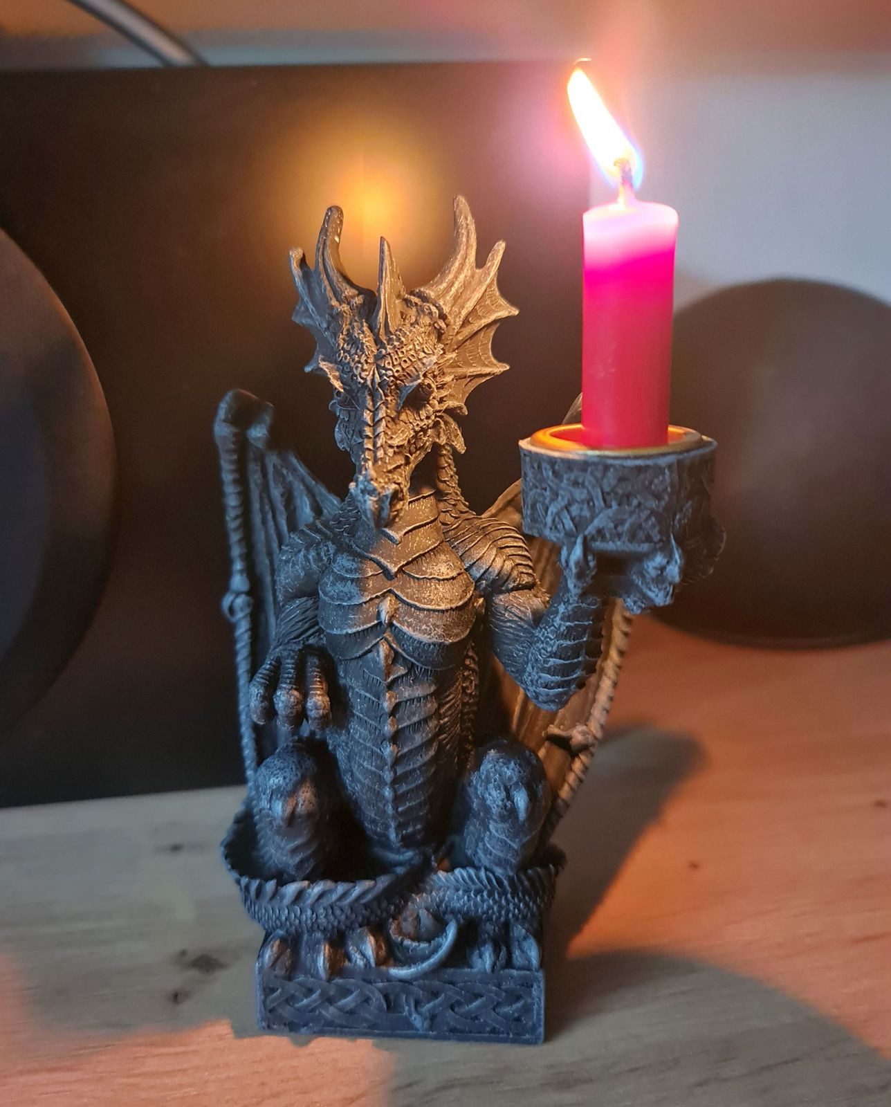 Vogler Kerzenhalter Drache Kerzenhalter Figur 16 cm Mystischer Drachen-Kerzenständer