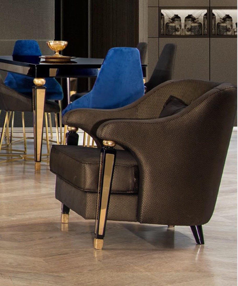 Loungesessel Eleganter Designer-Sessel in Schwarz mit hochwertigem Textilbezug