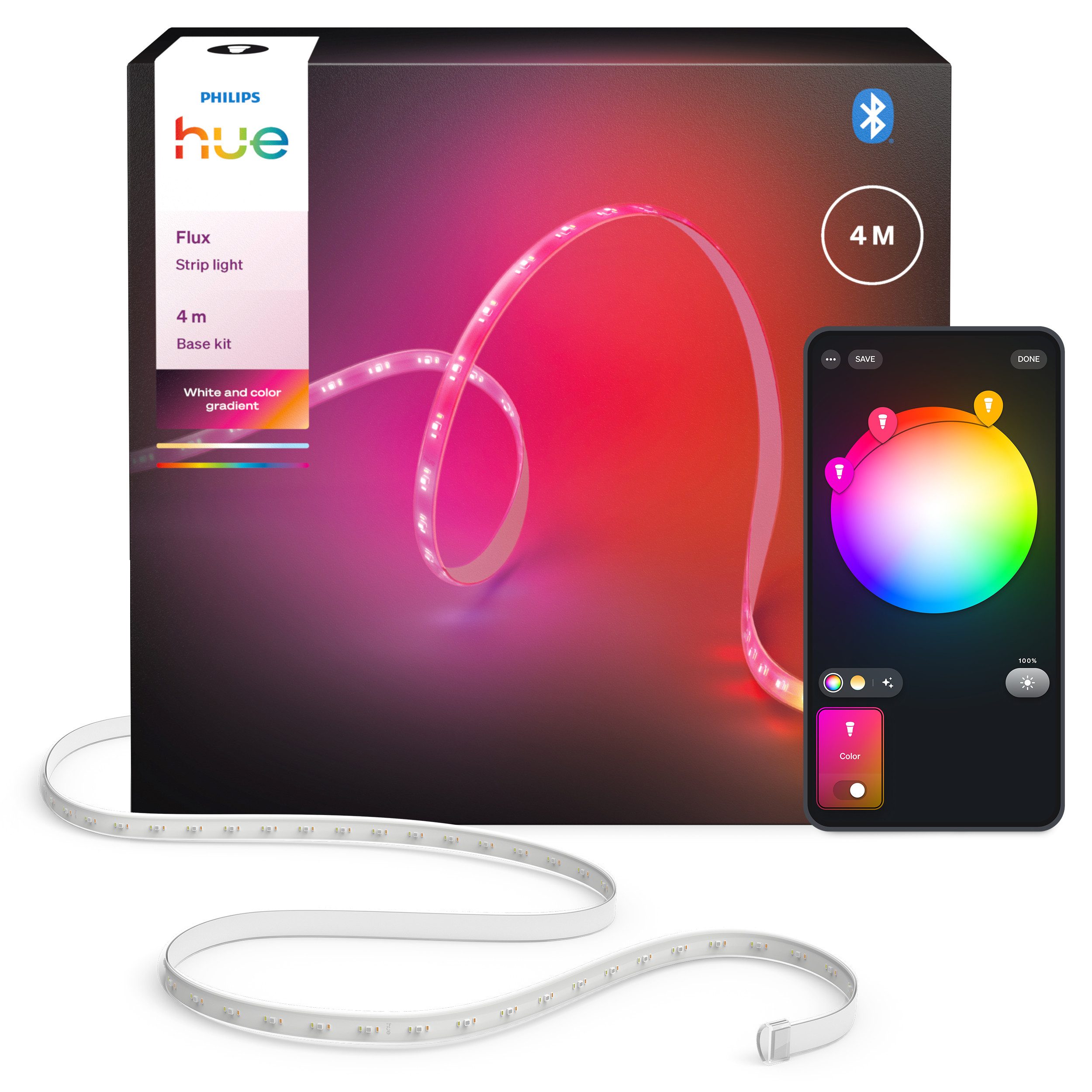 Philips Hue LED-Streifen Flux Gradient Lightstrip, Zuschneidbar, erweiterbar, Chromasync™, App- und Sprachsteuerung