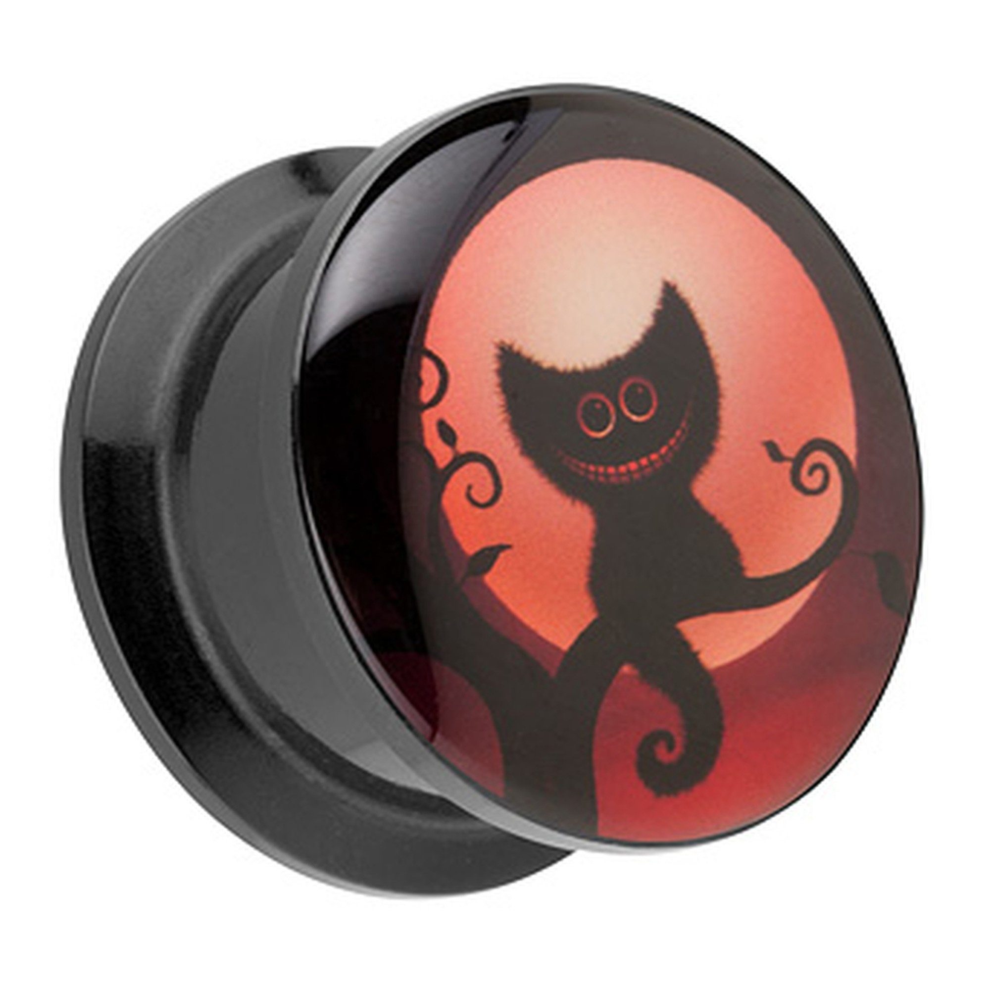 Plug Piercing Schraub Motiv Halloween Grinsekatze Alice