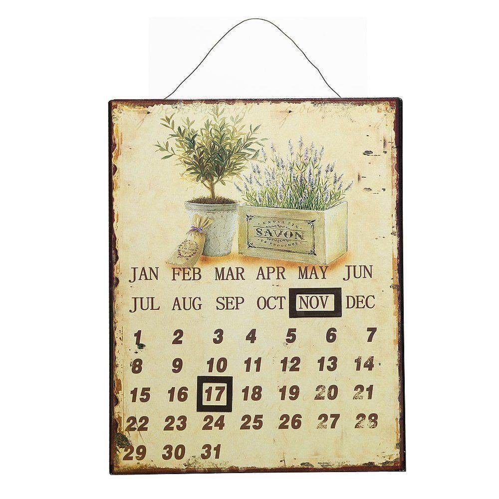 Linoows Metallschild Magnetkalender mit Lavendel, Blechschild Kalender 