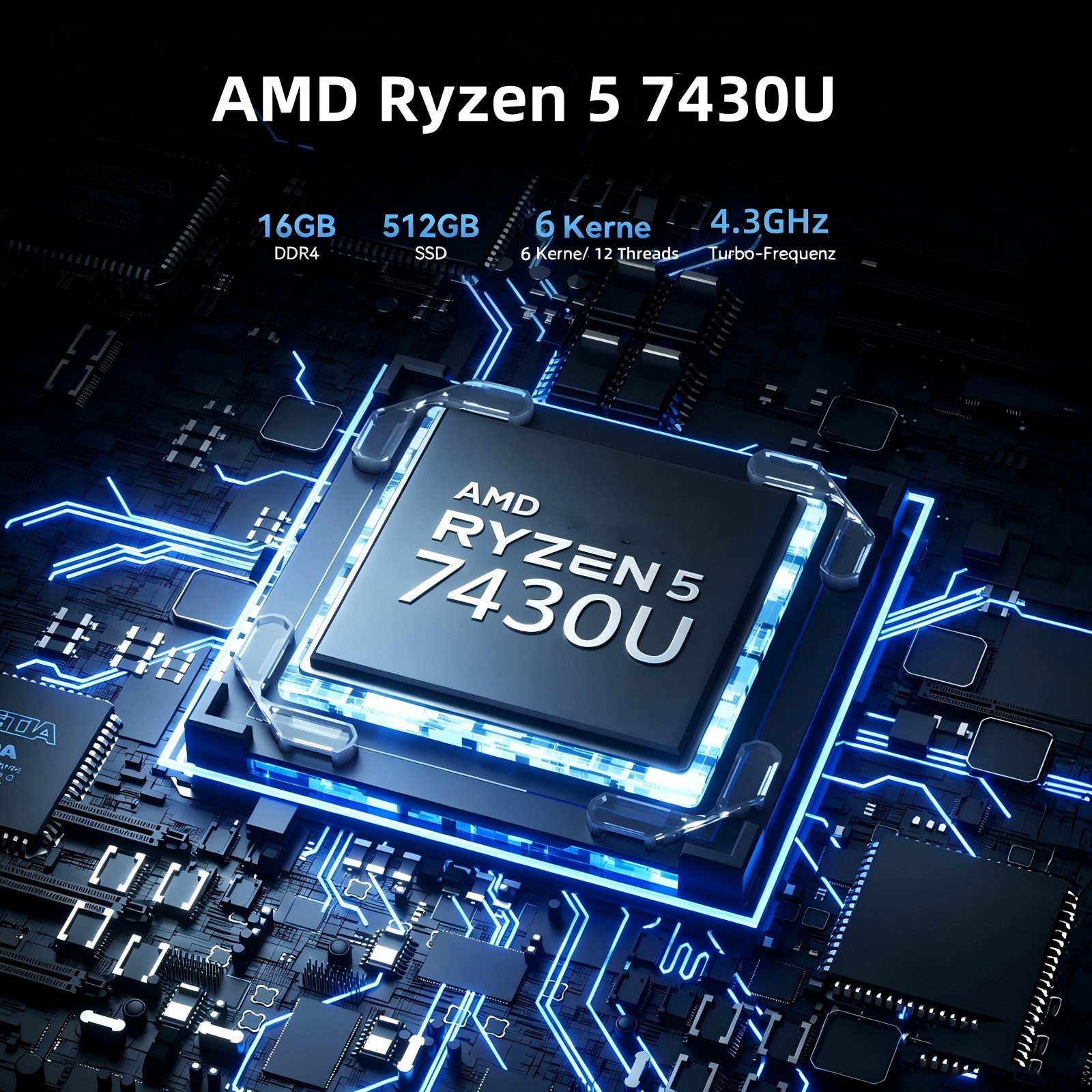 ACEMAGIC 18.5 Zoll FHD laptop, AMD Ryzen 5 7430U, 16GB RAM, 512GB SSD Notebook (42,86 cm/18.5 Zoll, AMD AMD Ryzen 5 7430U 7430U, AMD Radeon Graphics, 16 GB, 512 – Bild 2 von 5