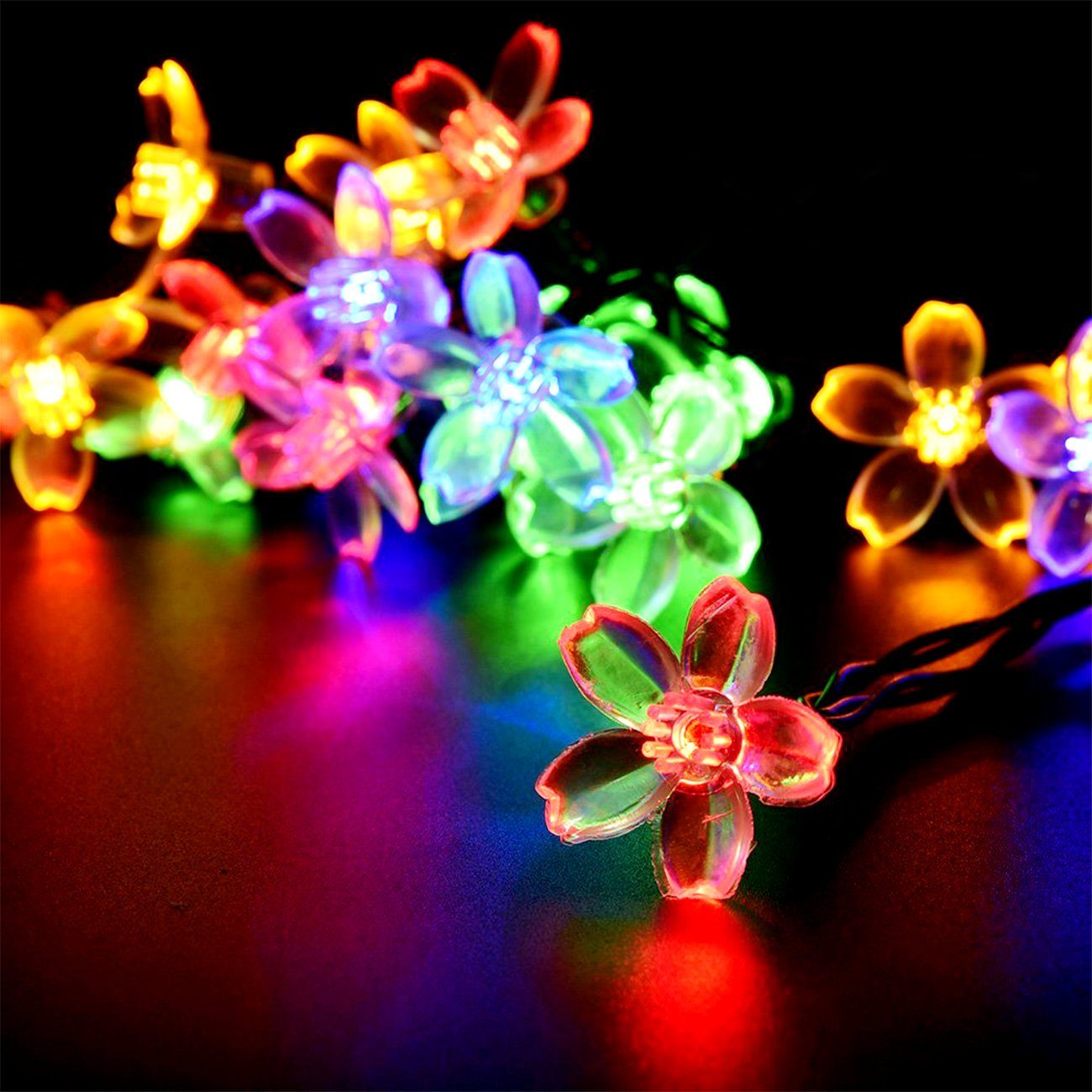 Salcar LED 20 mit Solarleuchte Bunt 5m Kirschblüten Garten Solar-Lichterkette