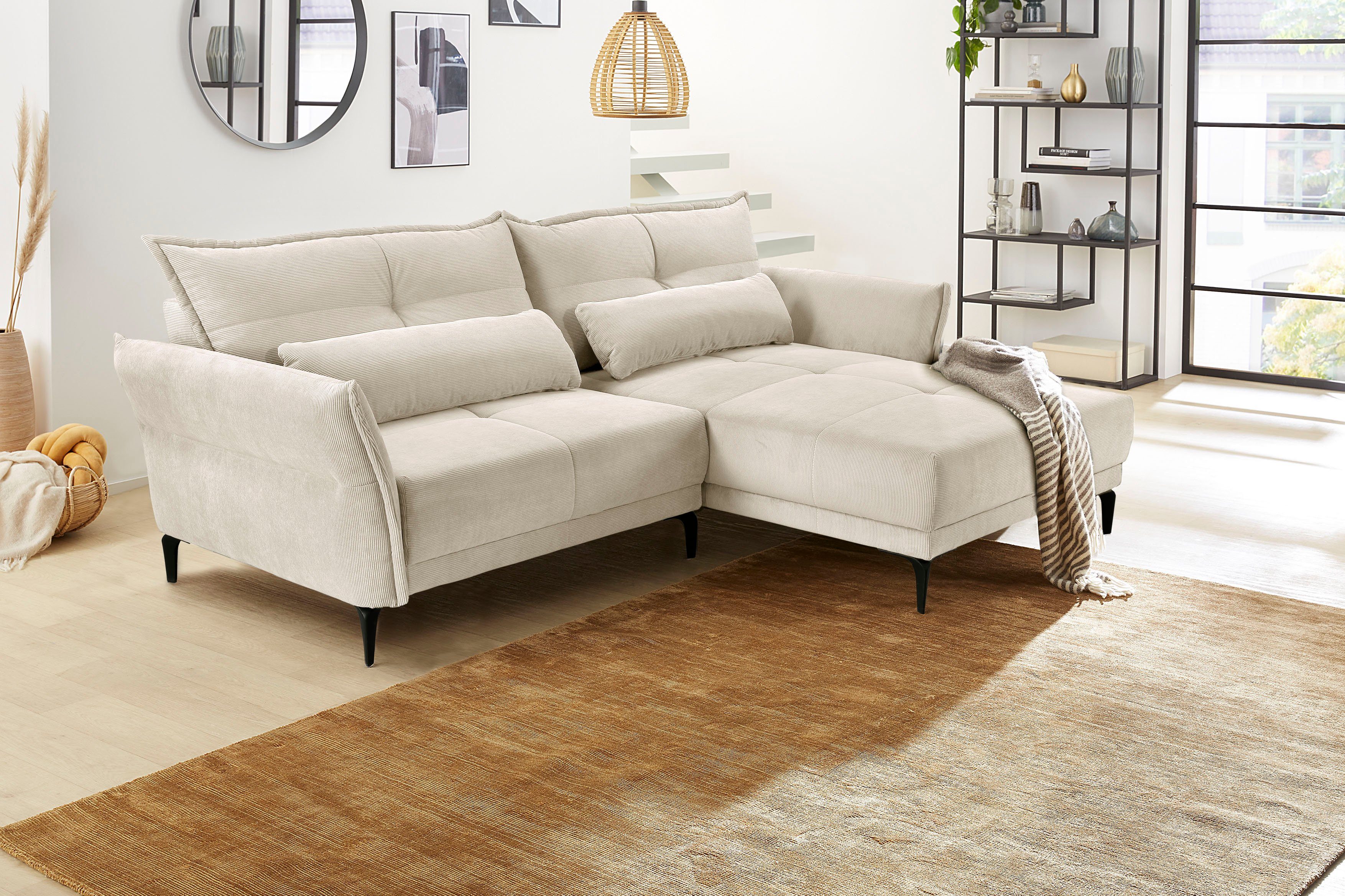 Jockenhöfer Gruppe Ecksofa Tropea, Raum Wellenfederung,mane stellbar links/rechts beige montierbar,frei im | beige