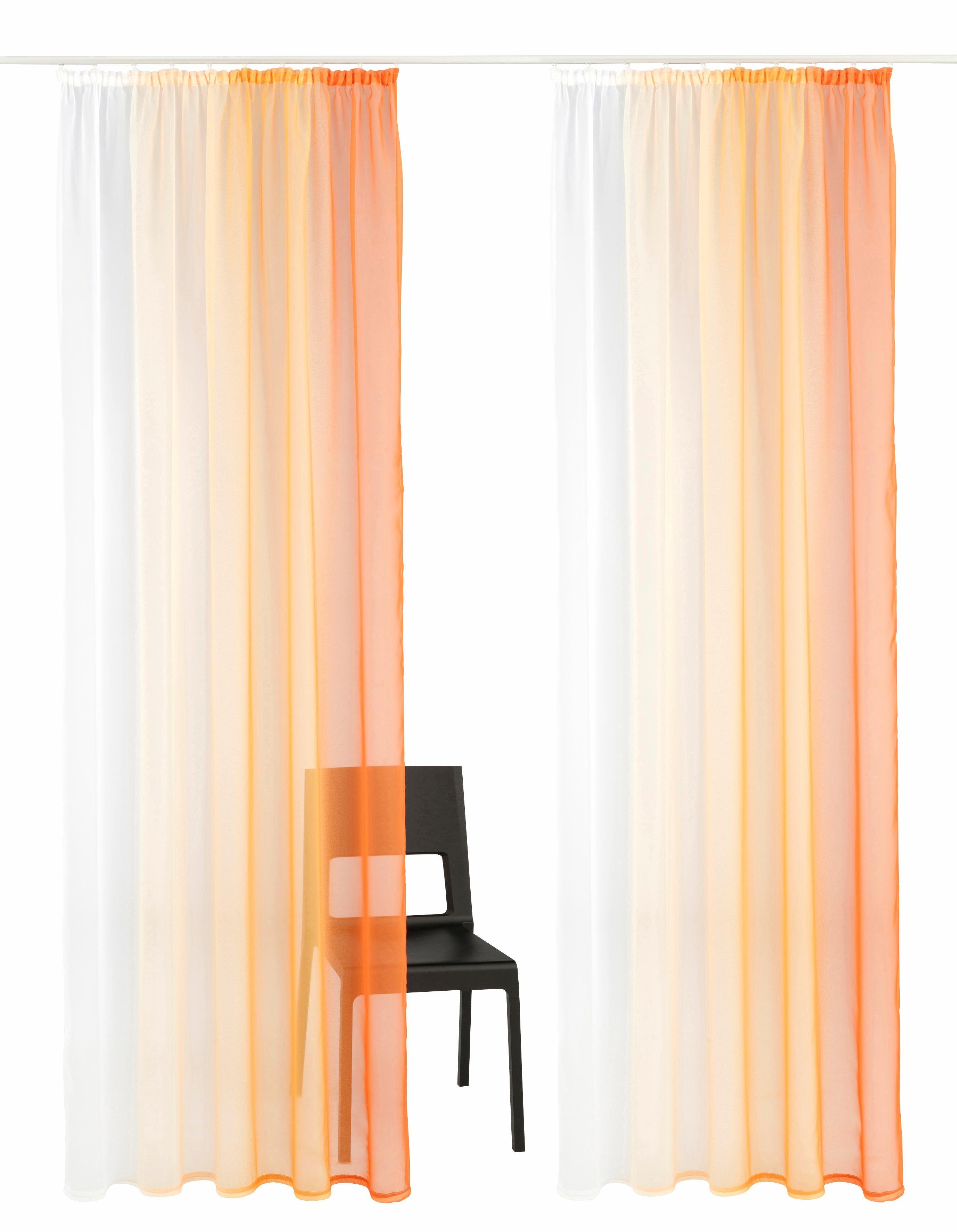 Gardine Valverde, my home, Kräuselband (2 St), transparent, Voile, Vorhang, Fertiggardine, transparent orange